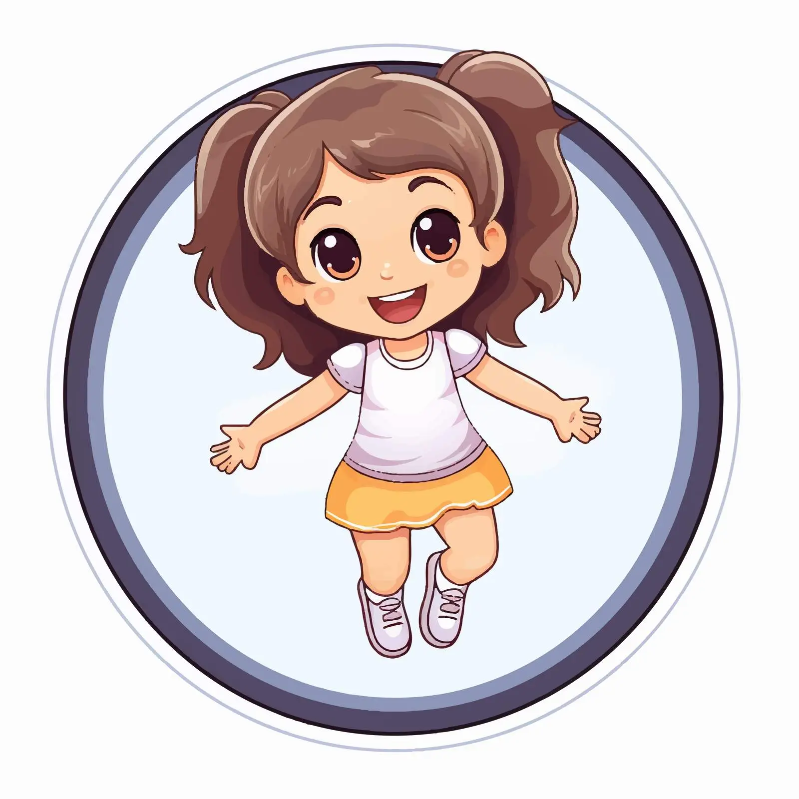 Little Girl Jumping on Trampoline Sticker Template – free bounce image from Dotvec