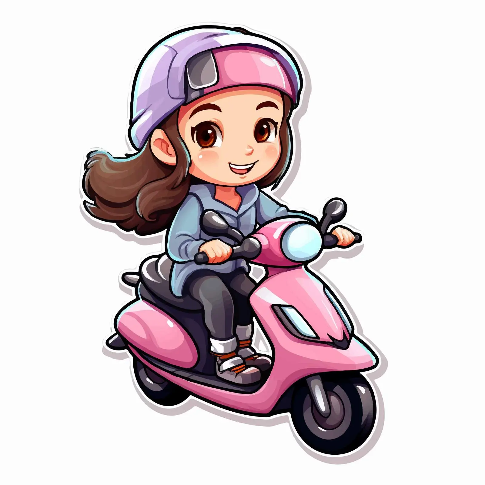Little Girl Playing Scooter Cartoon Vector — free download from Dotvec