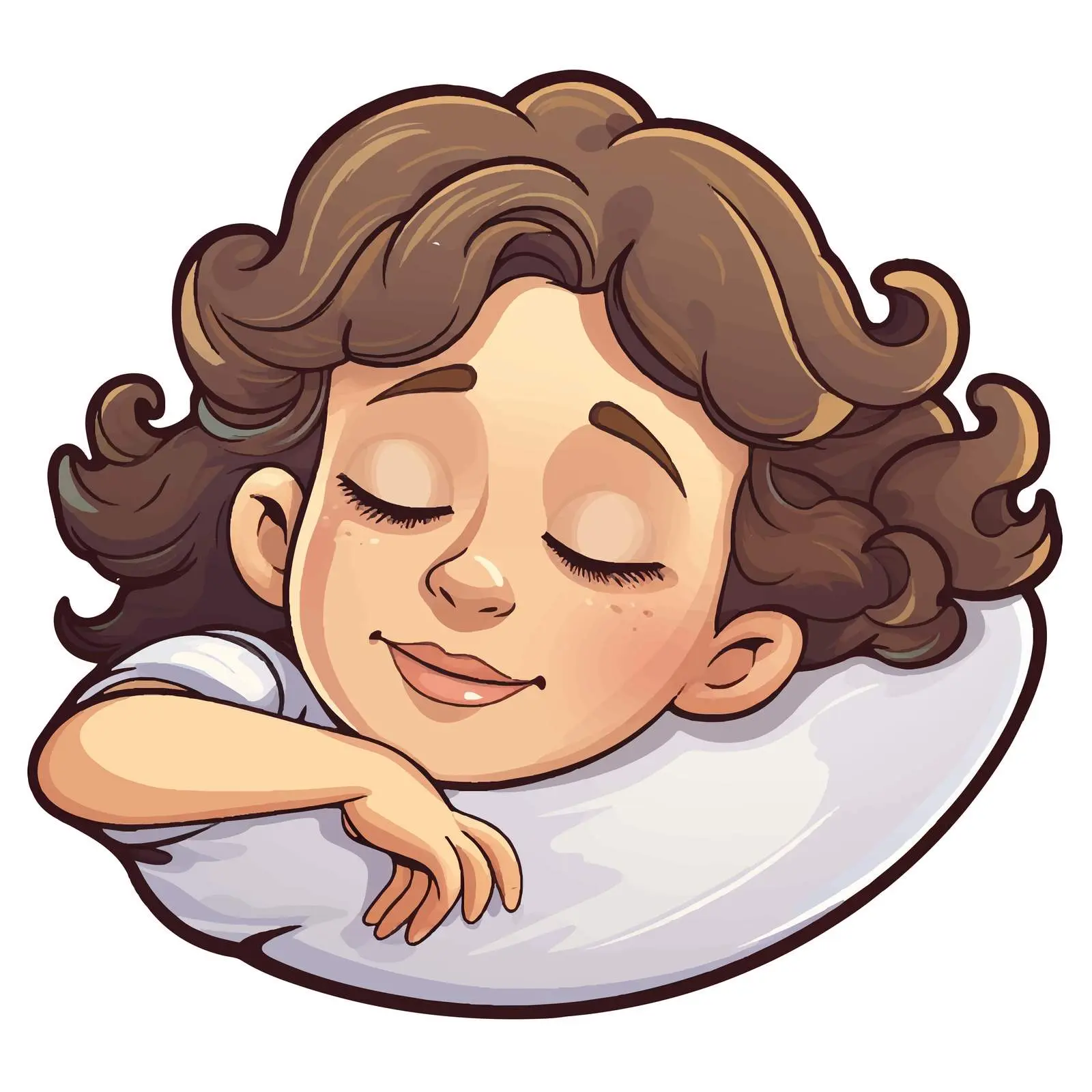 Cute Cartoon Girl Sleeping Sticker Template — free download from Dotvec