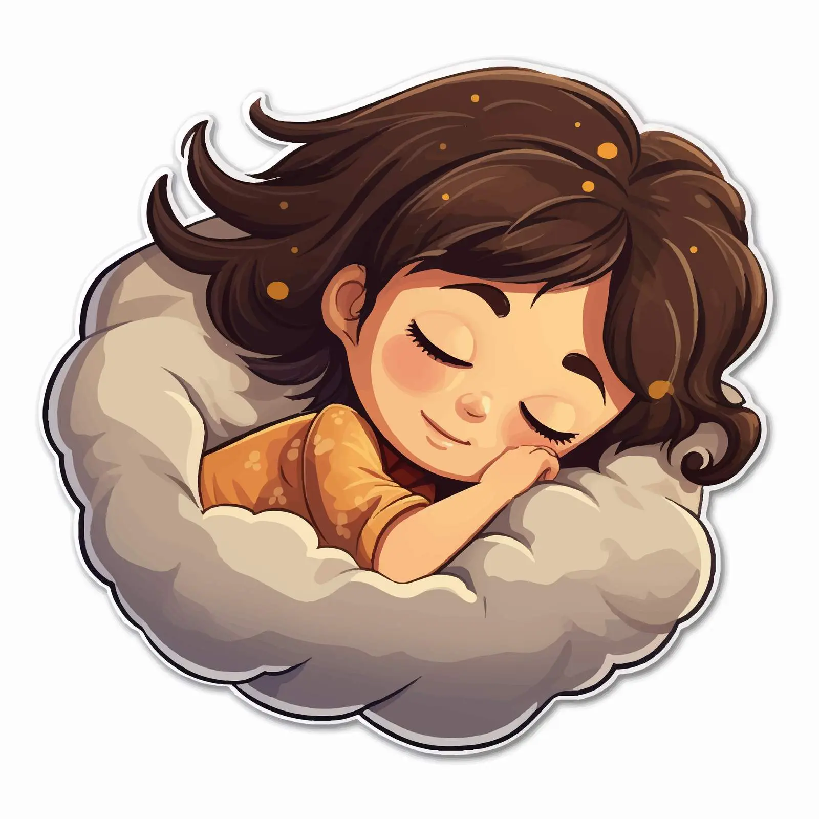 Sleeping Girl Cartoon Sticker Template — free download from Dotvec