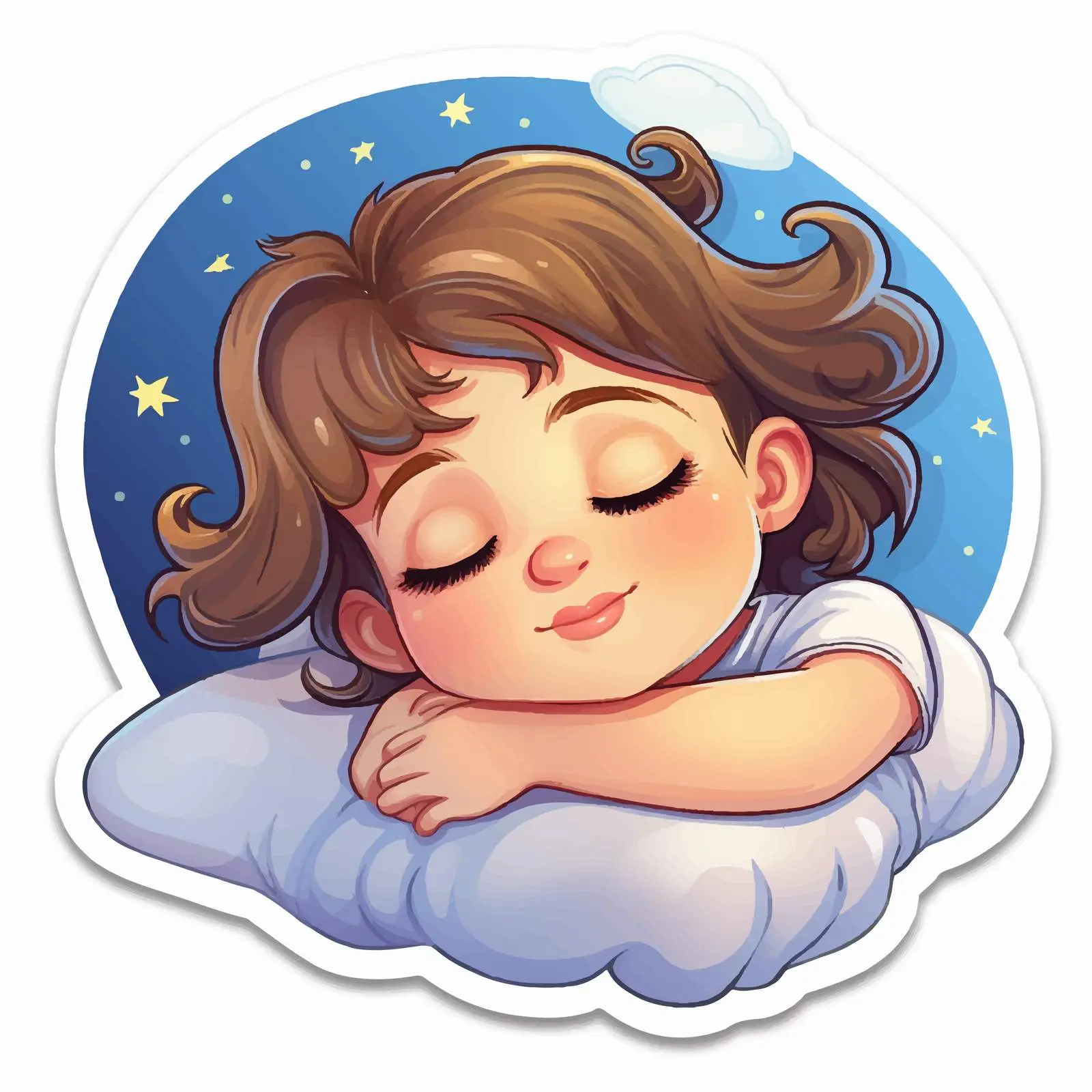 Sleeping Girl Cartoon Sticker Template — free download from Dotvec