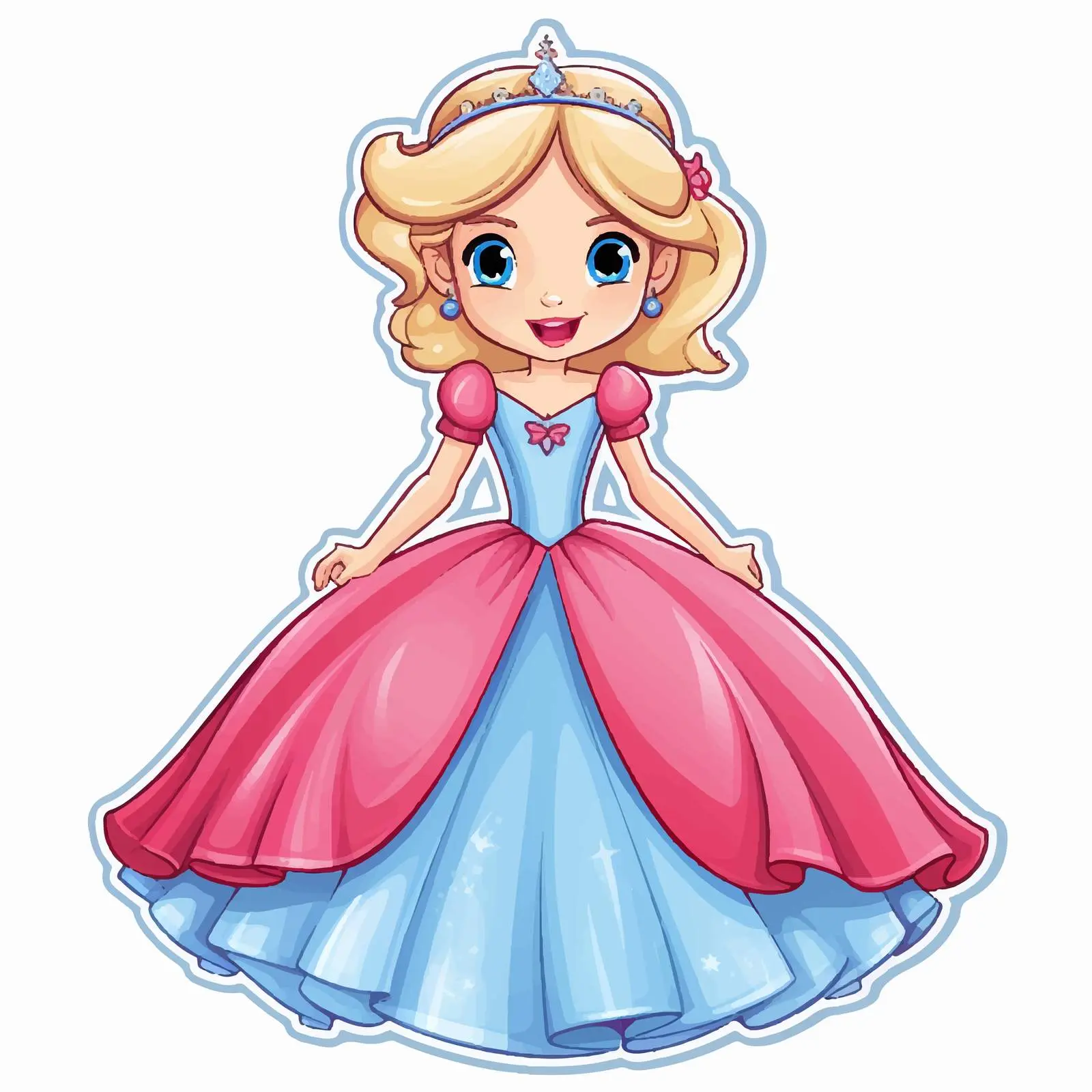 Cute Princess Cartoon Character Sticker Template — free download from Dotvec