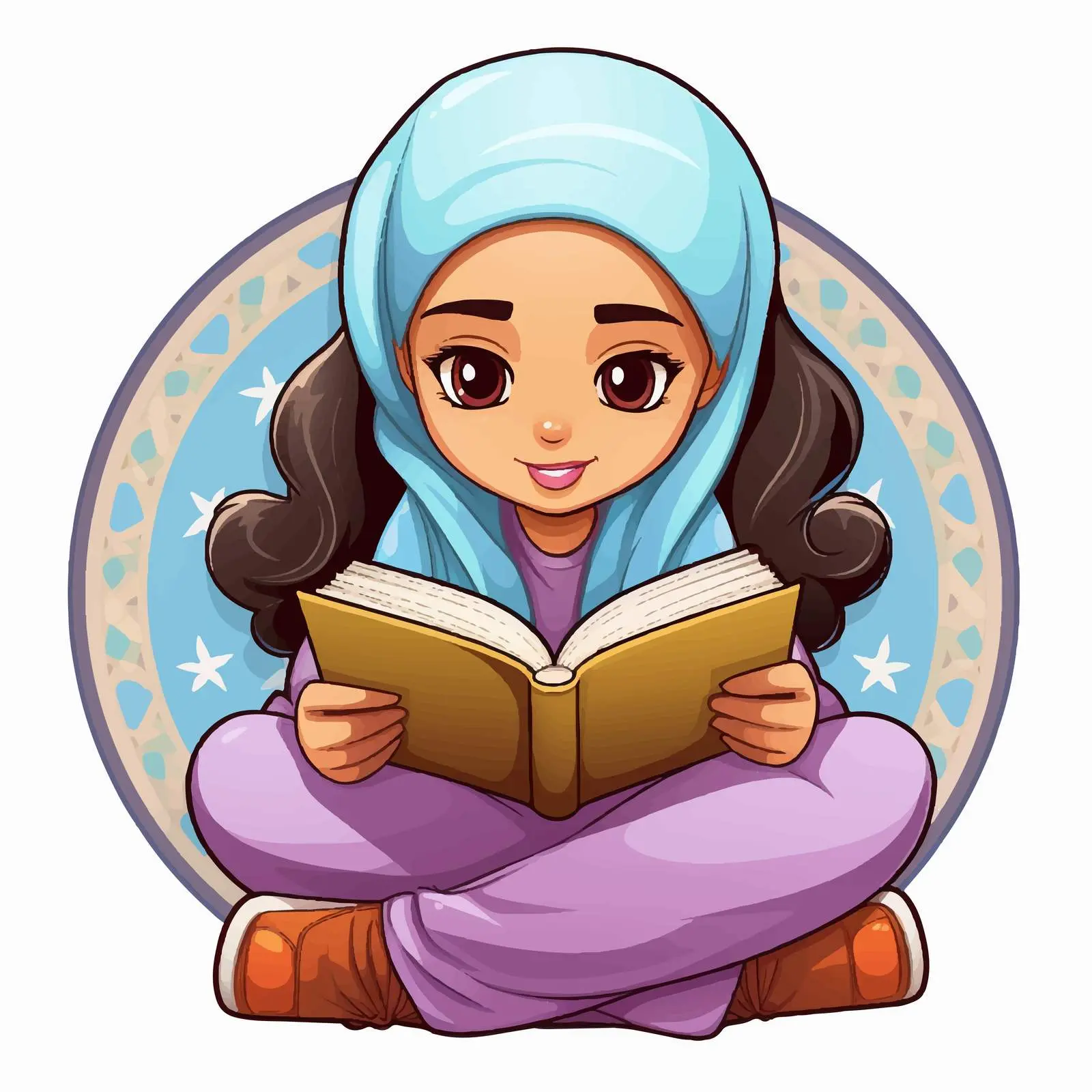 Muslim Girl Reading Book Vector Illustration — free download from Dotvec