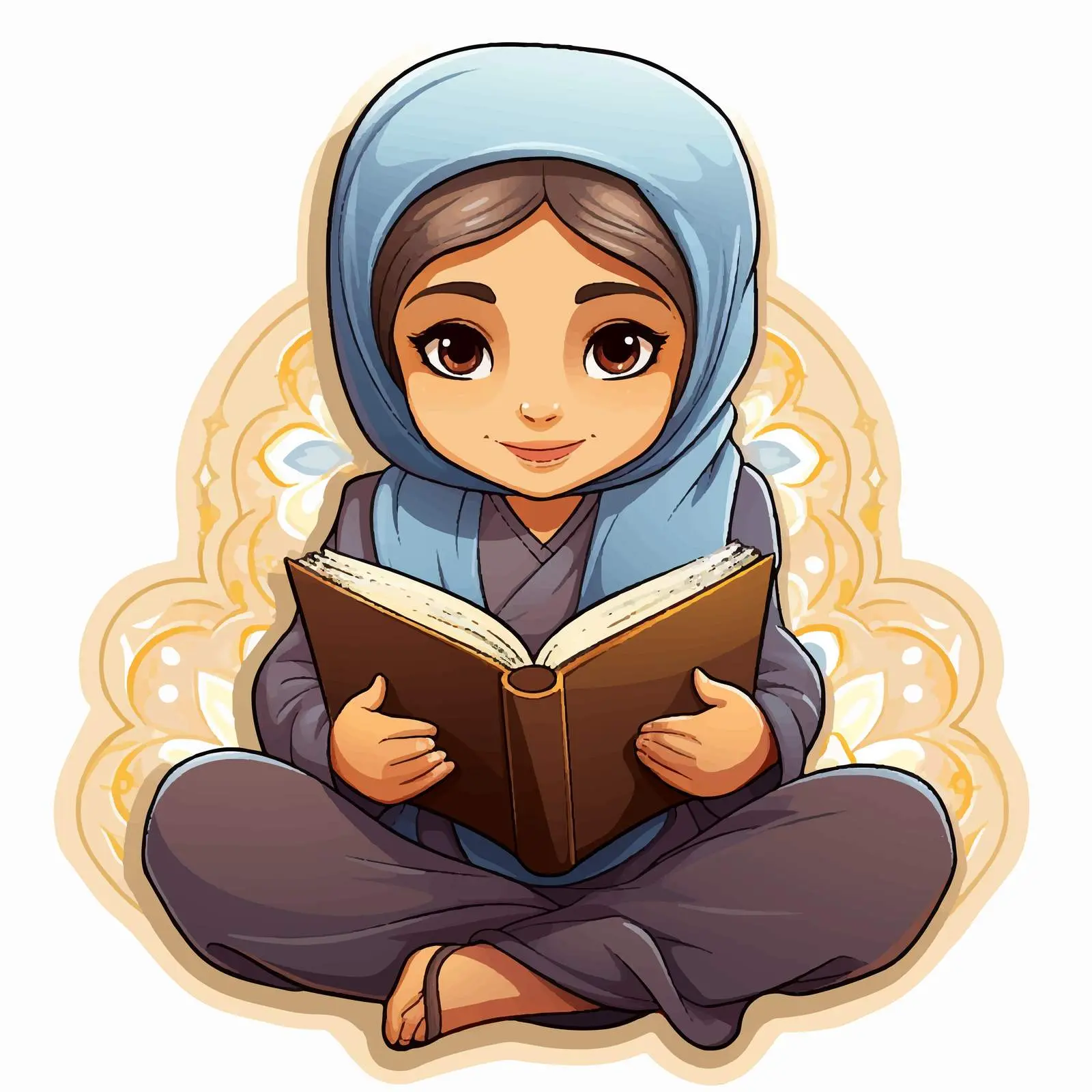 Muslim Girl Reading Book Vector Illustration — free download from Dotvec