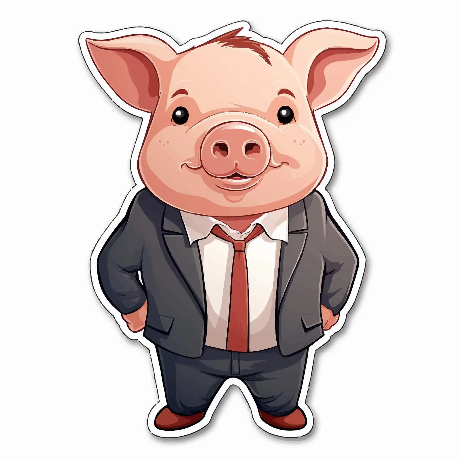 Pig in Suit Cartoon Sticker Template — free download from Dotvec