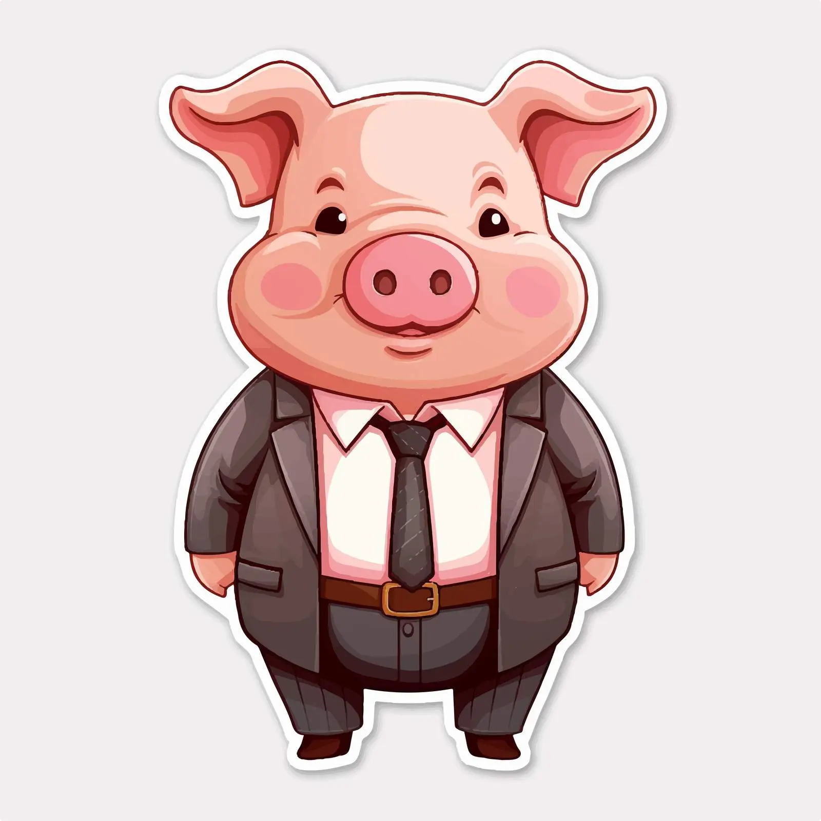 Pig in Suit Cartoon Vector Sticker Template — free download from Dotvec