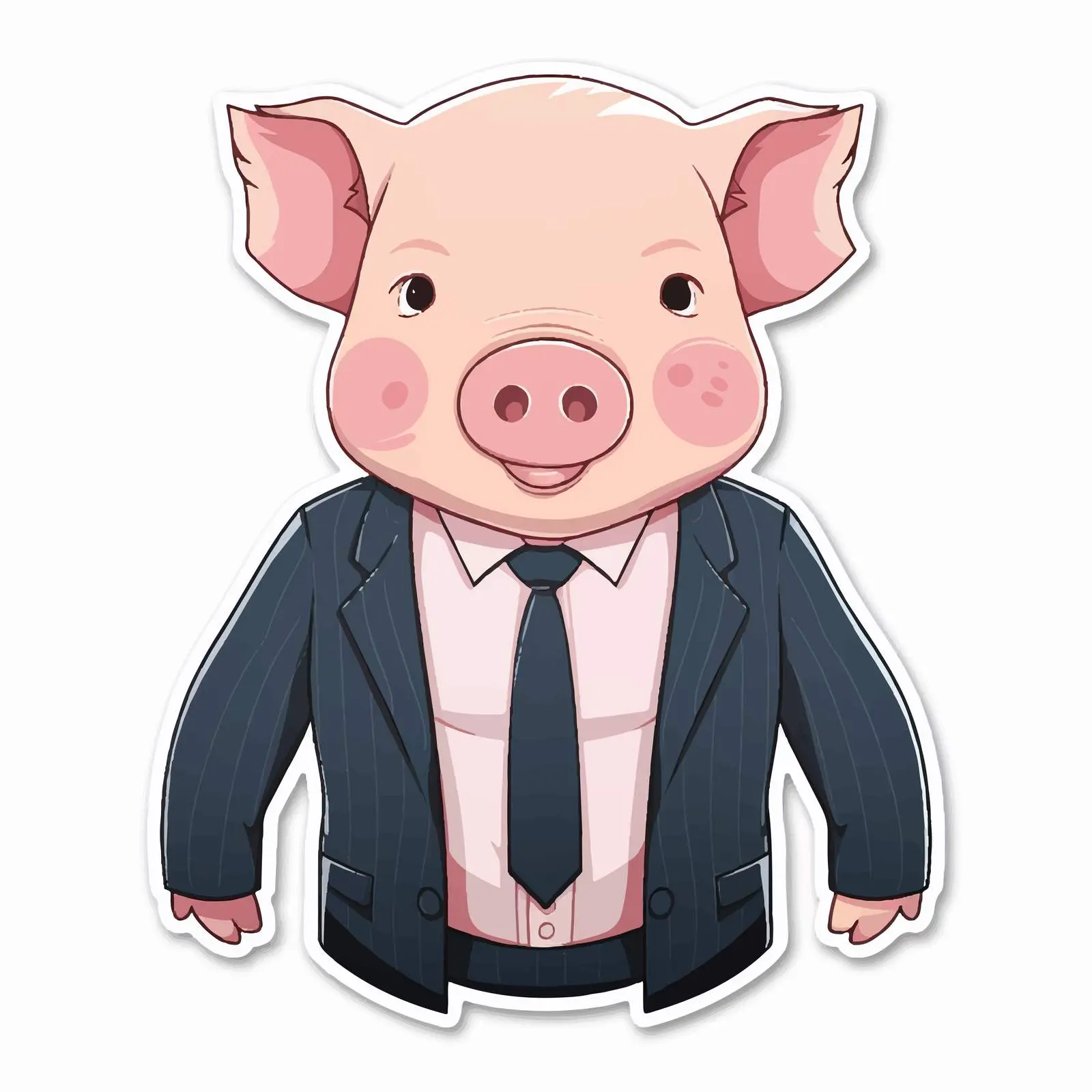 Pig in Suit Cartoon Sticker Template — free download from Dotvec