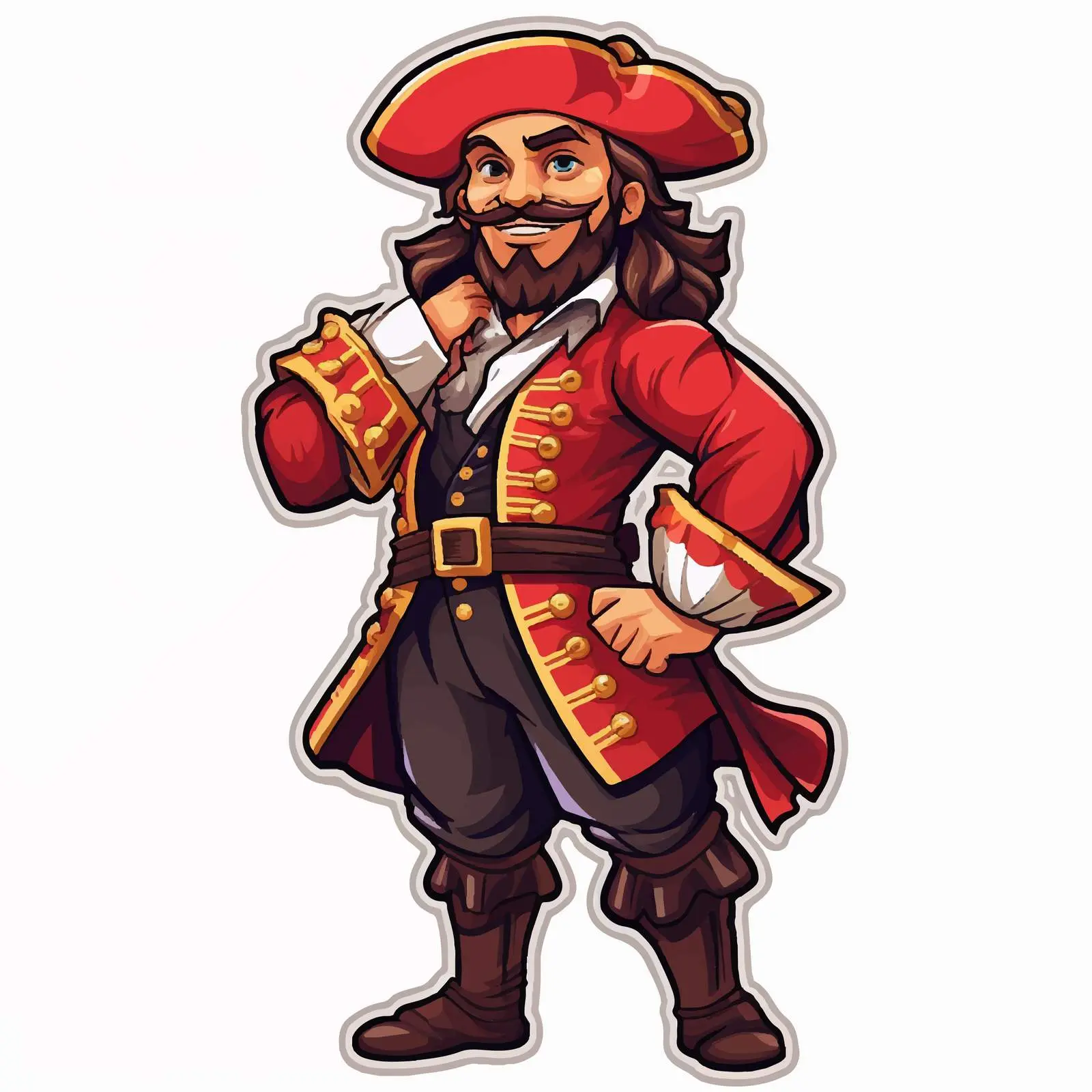 Pirate Man Cartoon Character Vector Sticker Template — free download from Dotvec
