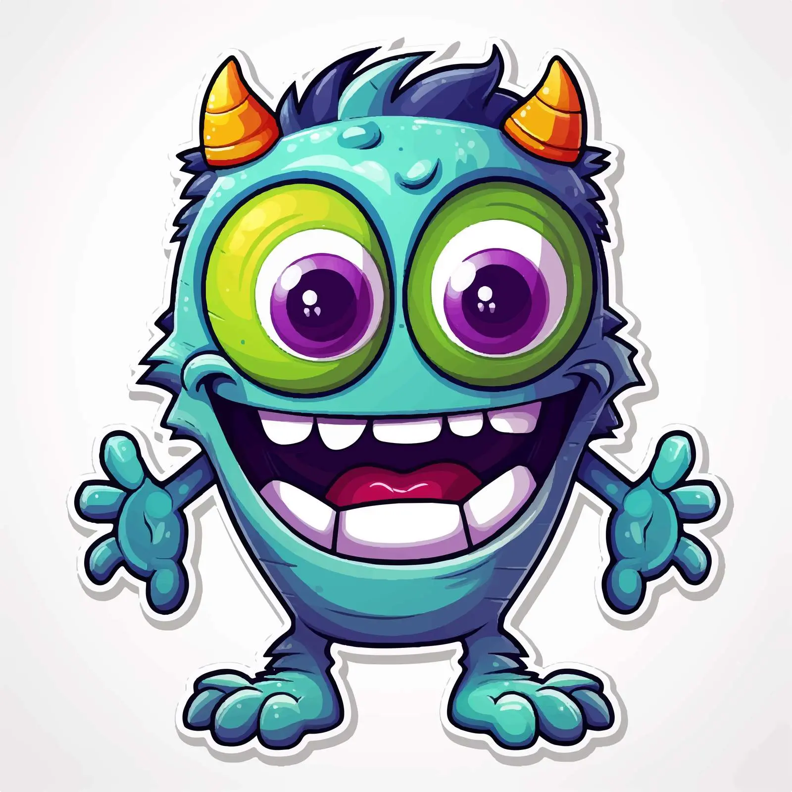 Cartoon Alien Monster Sticker Template — free download from Dotvec