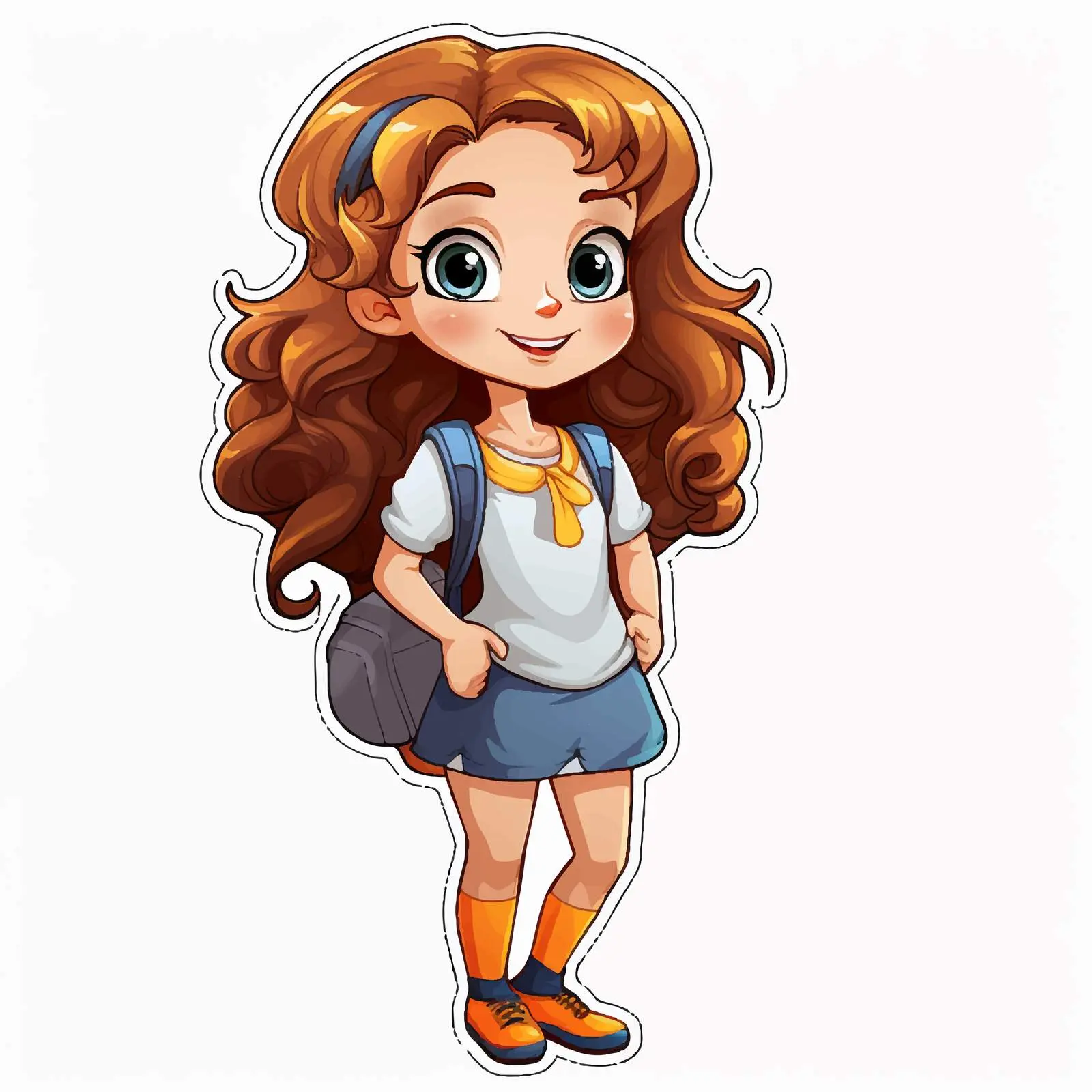 Cartoon Girl Character Sticker Design Template — free download from Dotvec