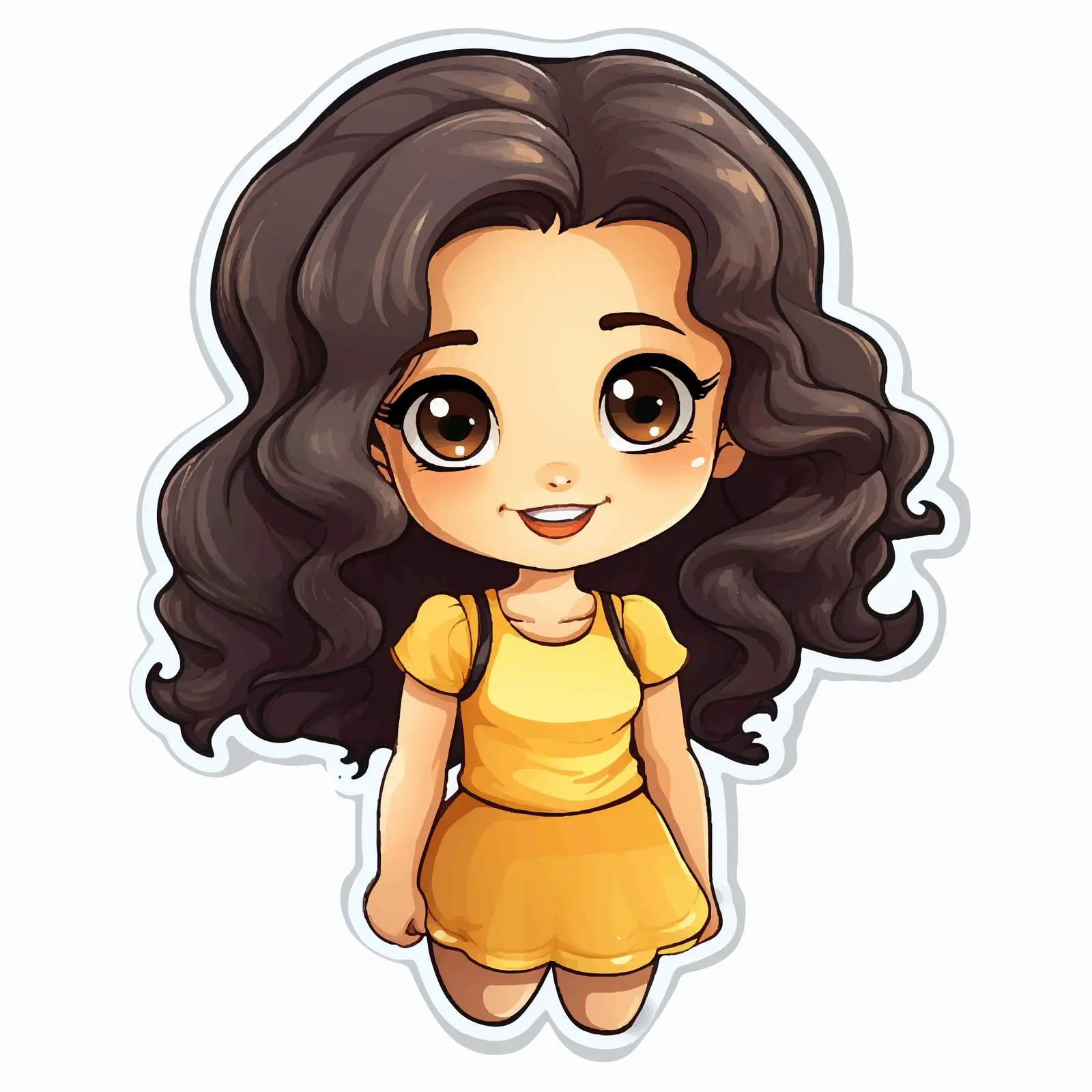 Cartoon Girl Character Sticker Template — free download from Dotvec