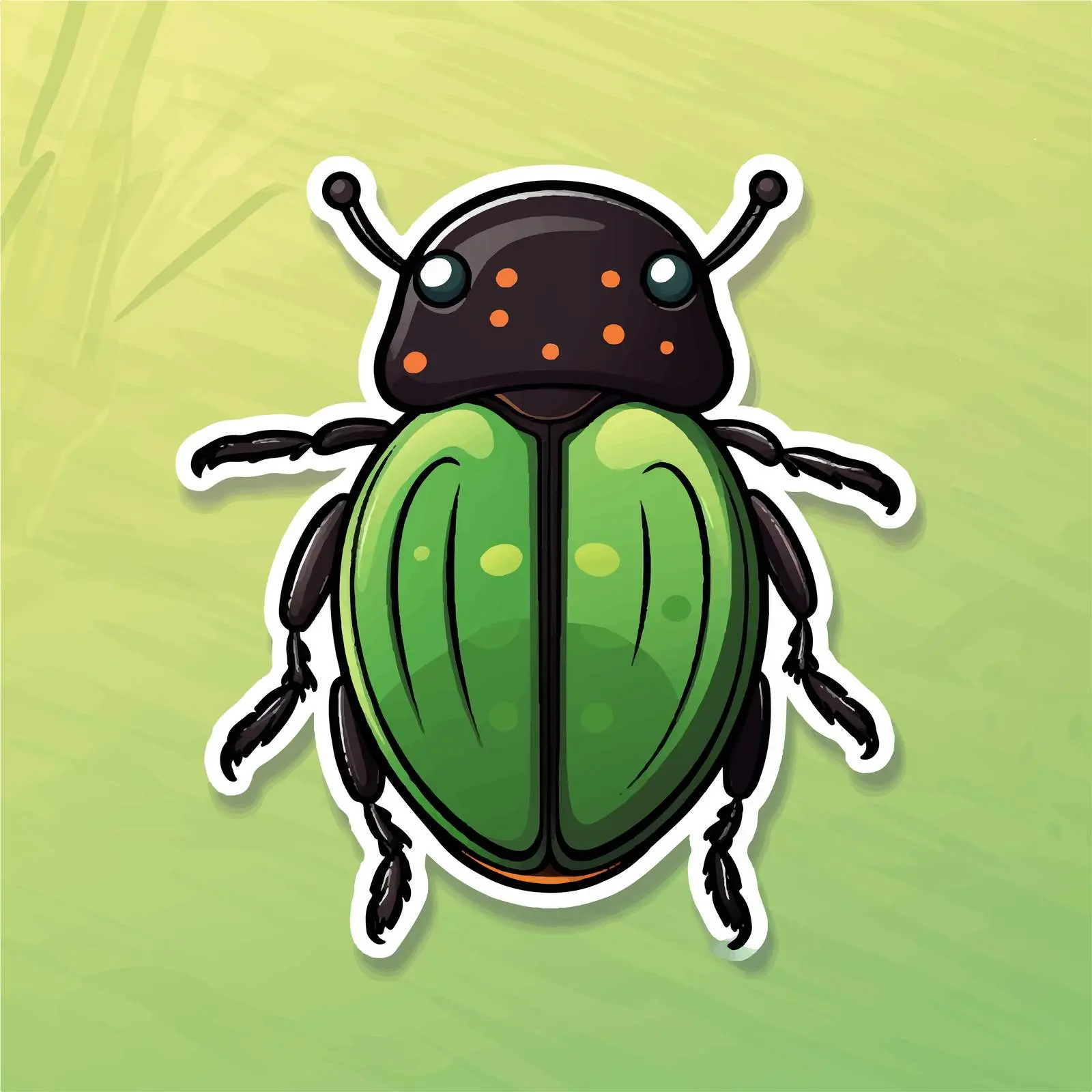 Beetle Cartoon Character Sticker Template — free download from Dotvec