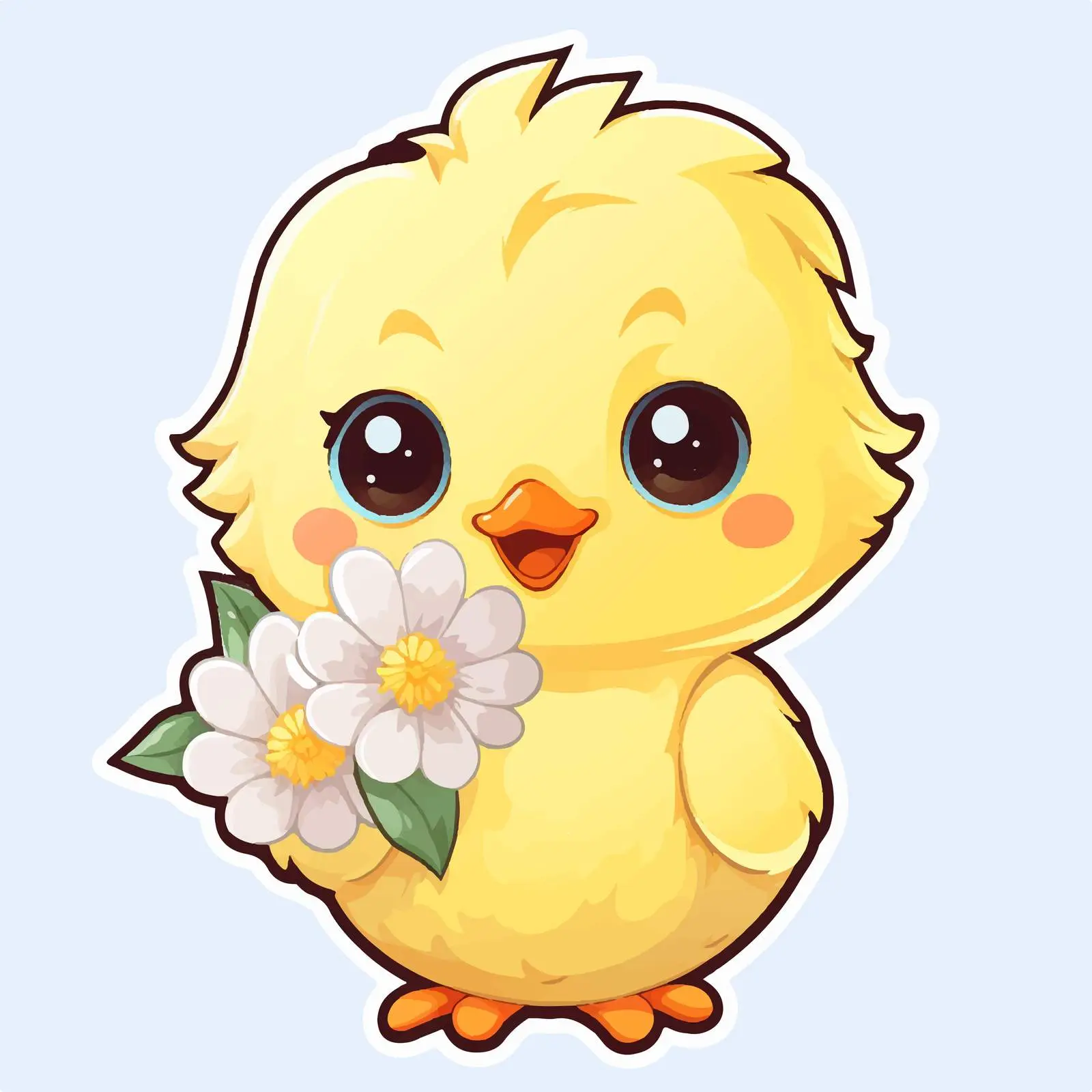Chick Cartoon Character Sticker Template — free download from Dotvec