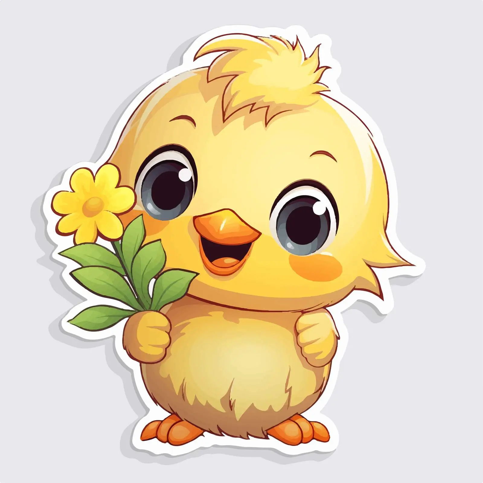 Cartoon Chick Holding Sticker Template — free download from Dotvec
