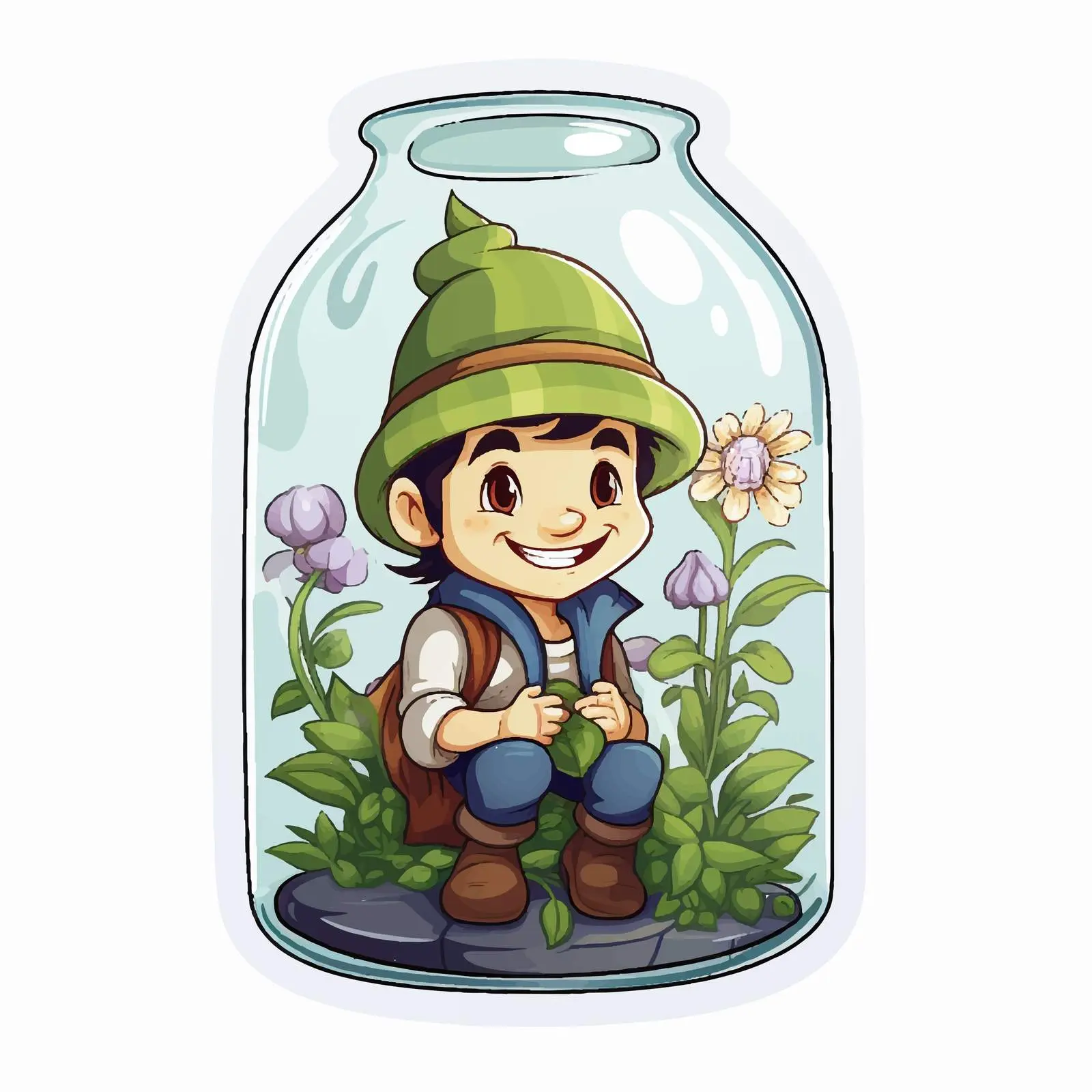 Cartoon Grasshopper Sticker Template Design — free download from Dotvec