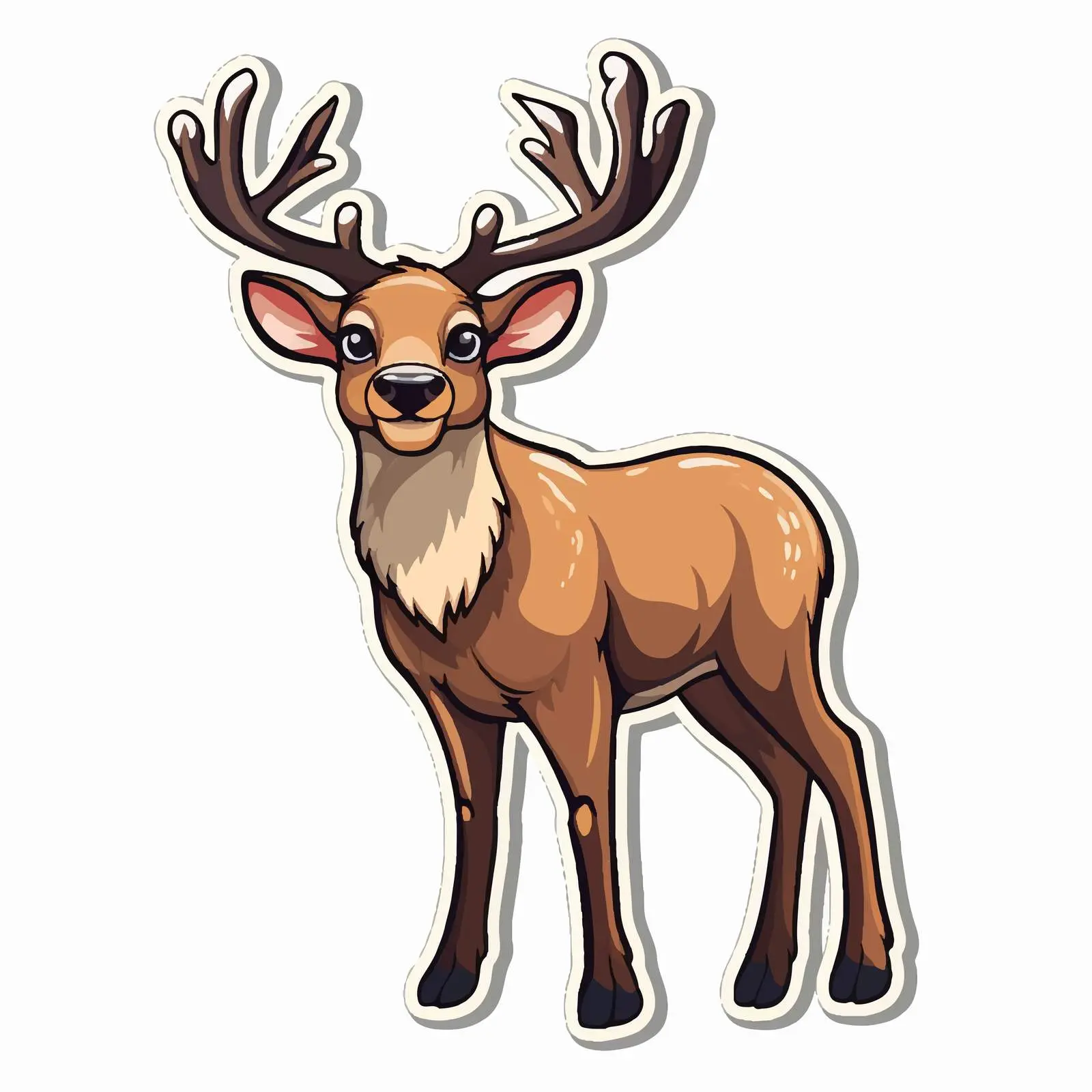 Christmas Reindeer Cartoon Sticker Template — free download from Dotvec