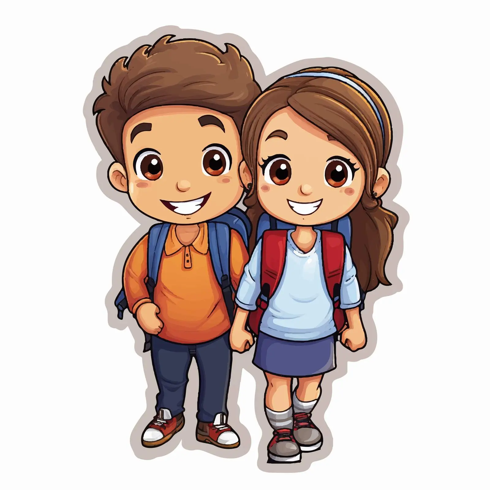 Cartoon Kids Students Sticker Template Vector — free download from Dotvec