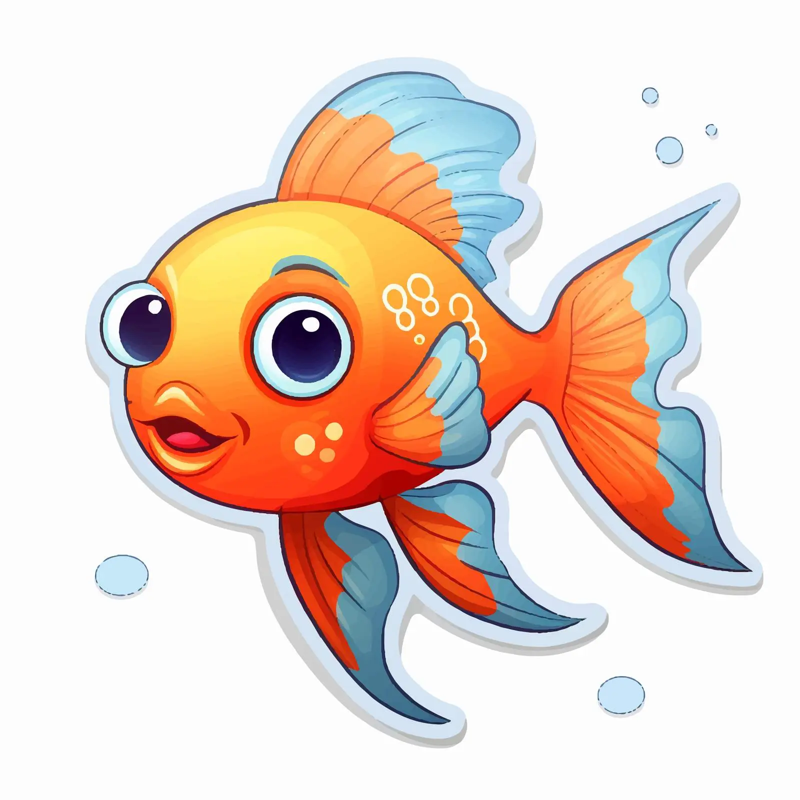 Cute Fish Cartoon Character Sticker Template – free underwater design image from Dotvec