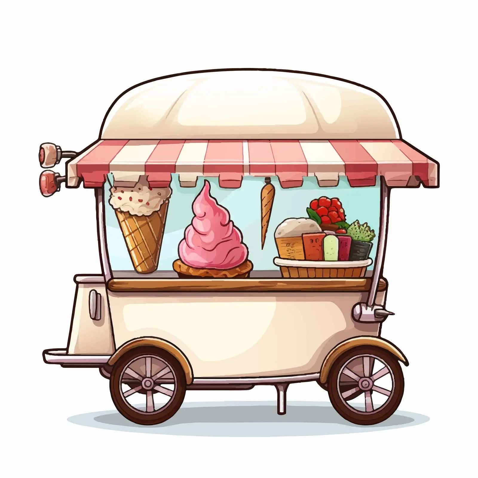 Ice Cream Cart Vector Sticker Template – free street vendor image from Dotvec