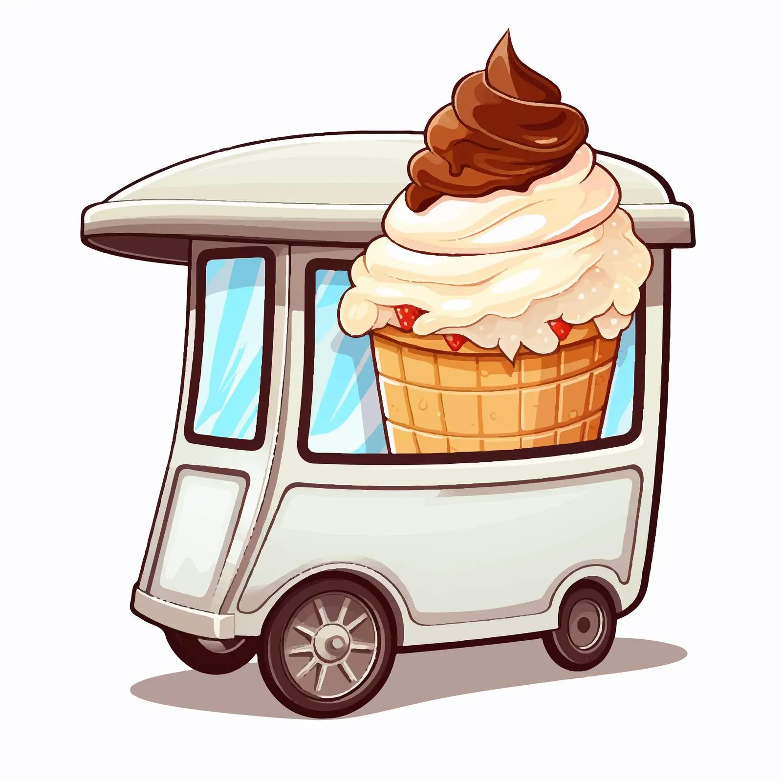 Ice Cream Cart Sticker Template Illustration — free download from Dotvec