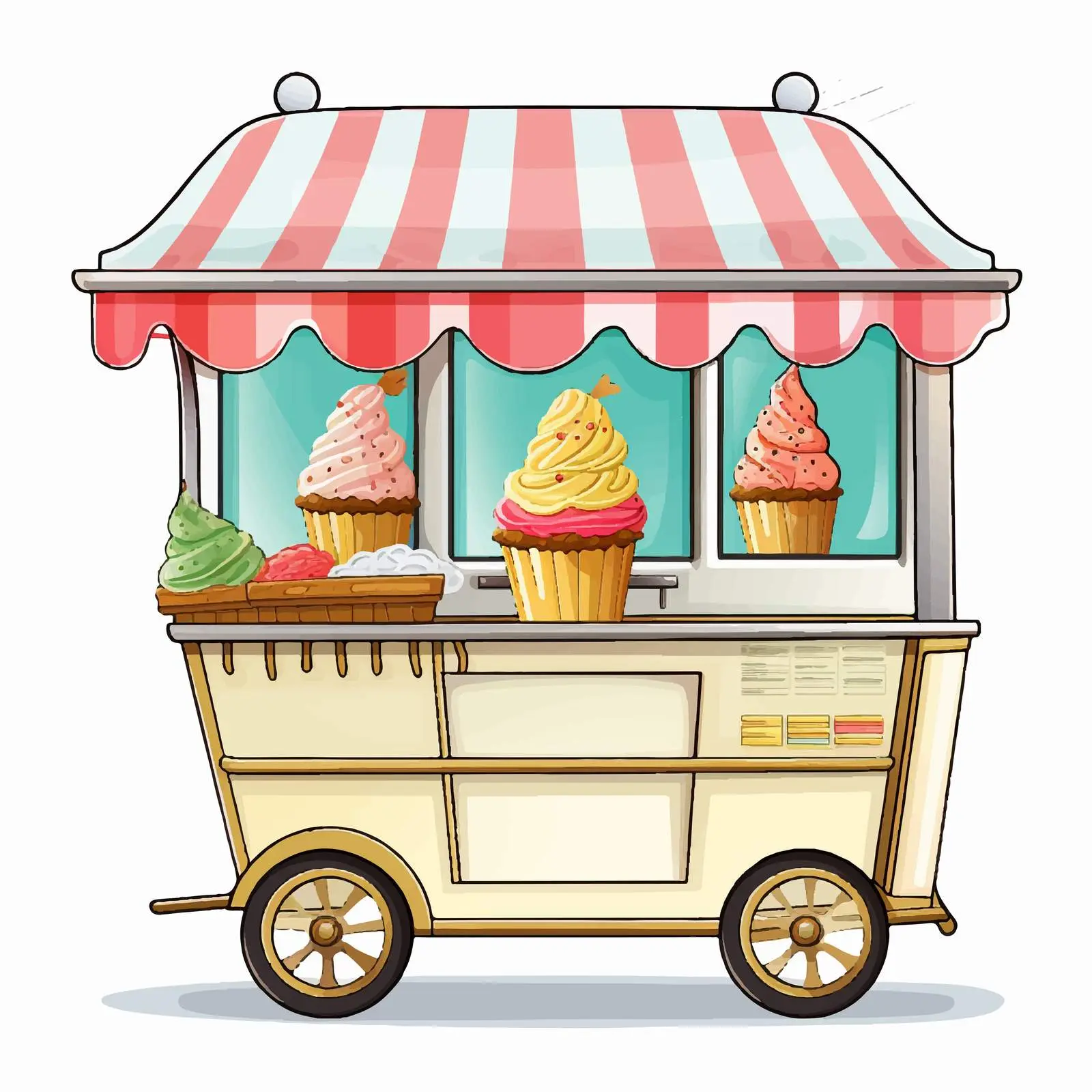 Ice Cream Cart Vector Sticker Illustration — free download from Dotvec