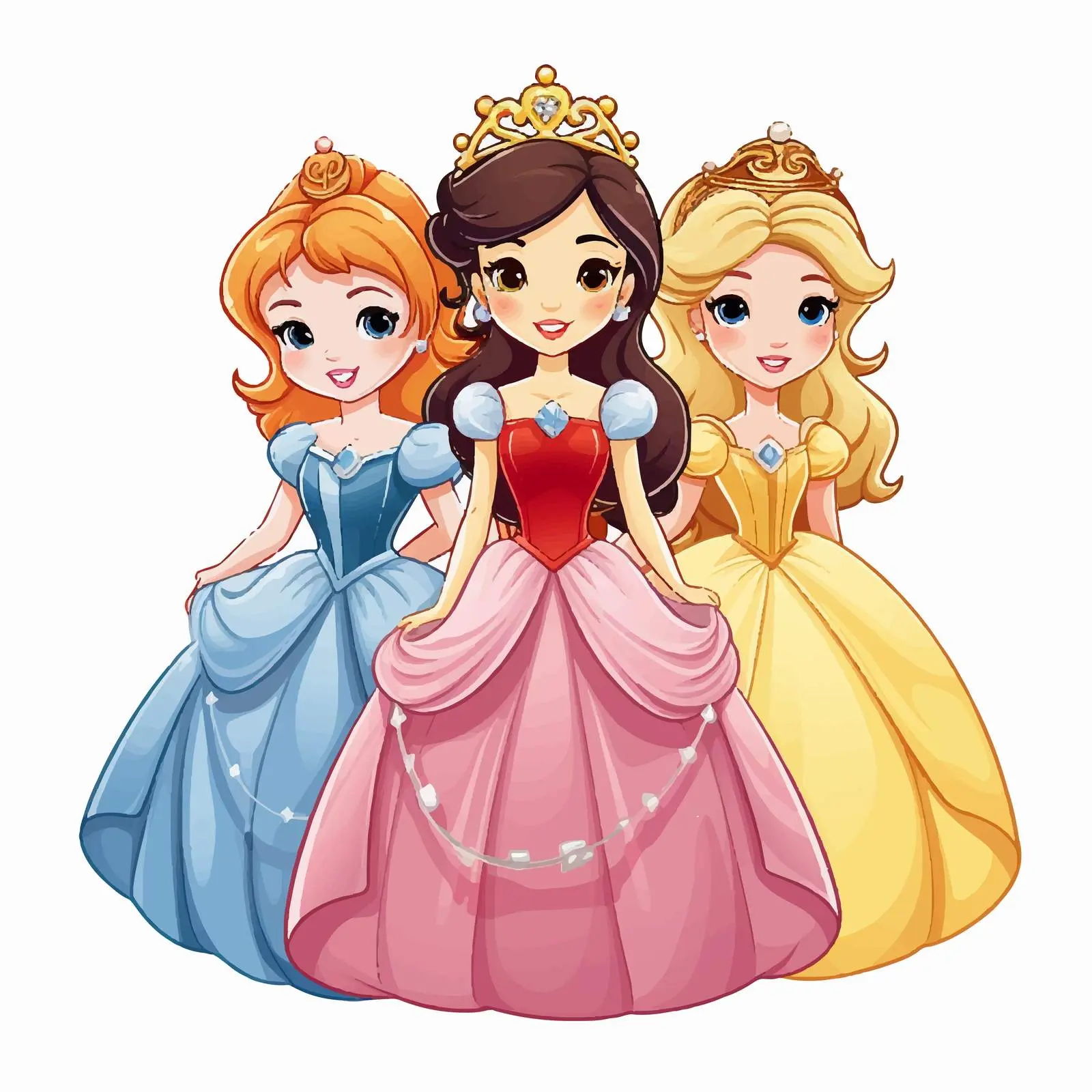 Cartoon Princesses Sticker Template for Kids — free download from Dotvec