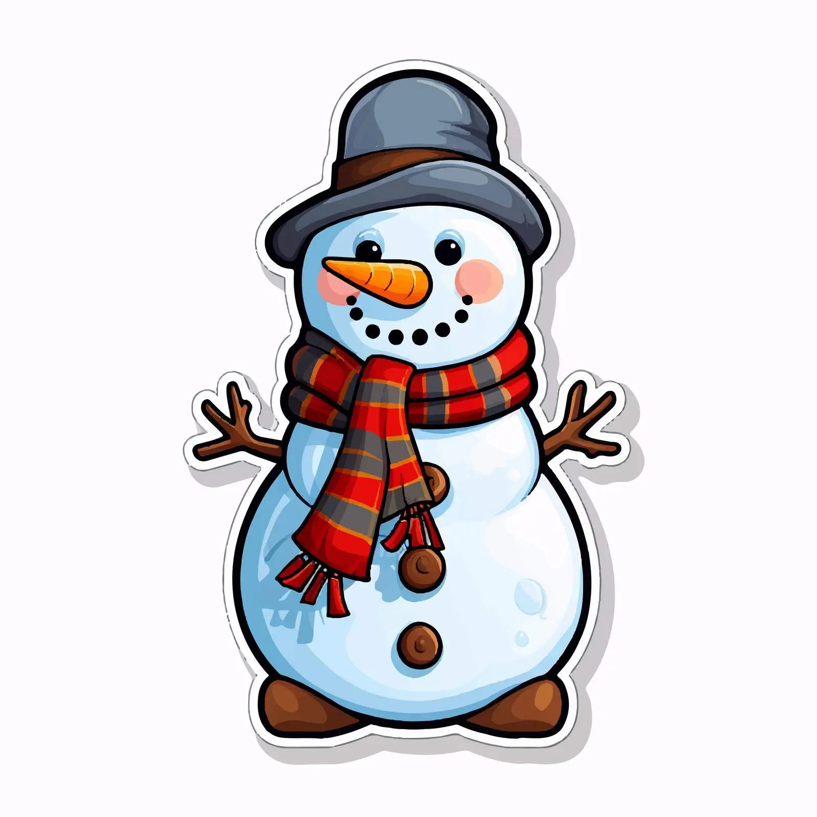 Snowman Cartoon Character Sticker Template Vector — free download from Dotvec