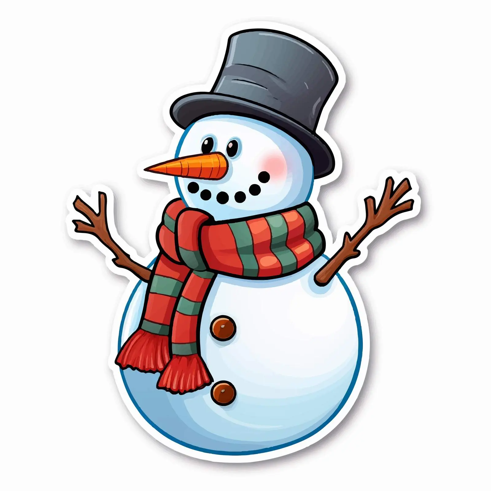 Snowman Cartoon Character Vector Sticker Template — free download from Dotvec