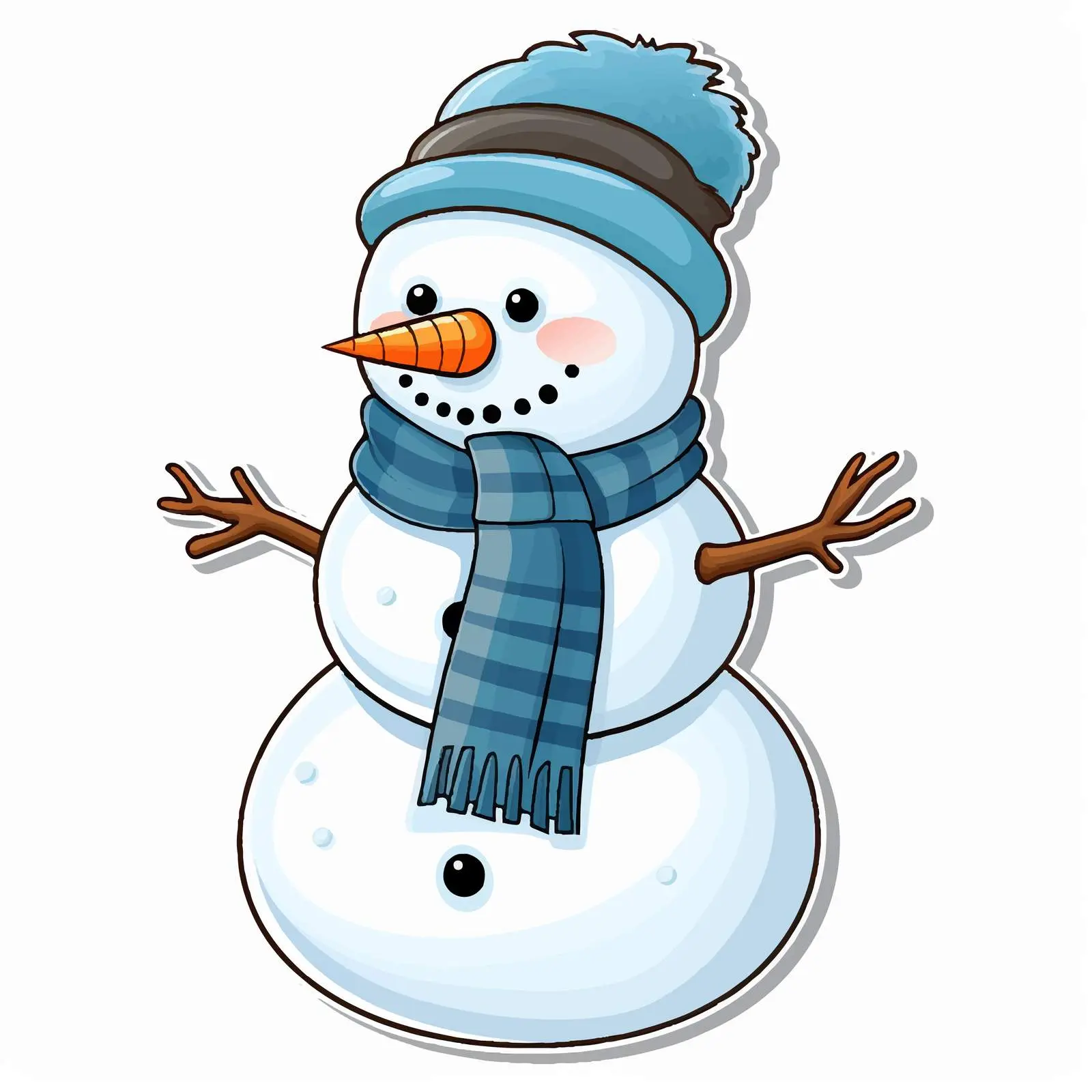 Snowman Cartoon Character Sticker Template — free download from Dotvec