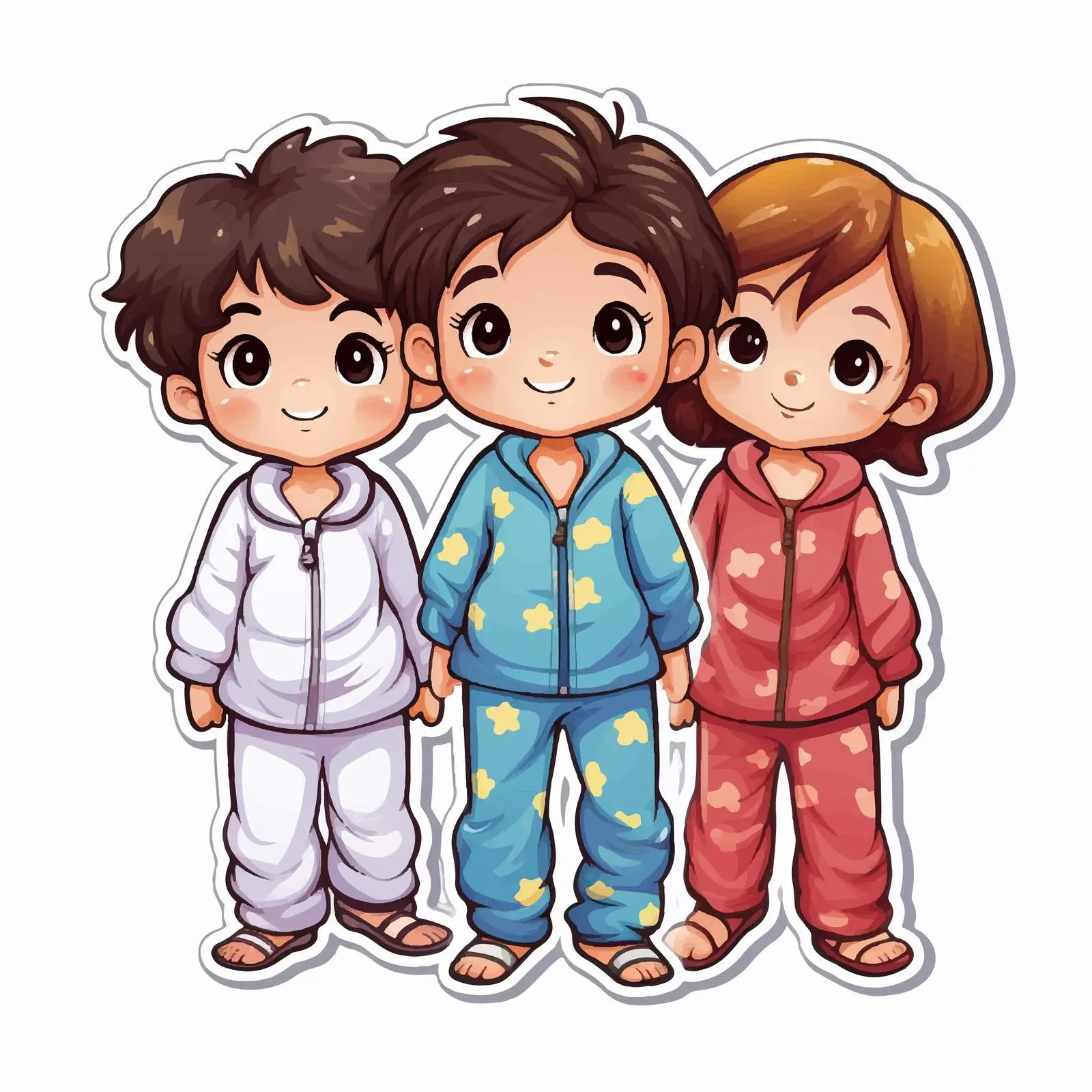 Kids in Pajamas Costumes Sticker Template — free download from Dotvec