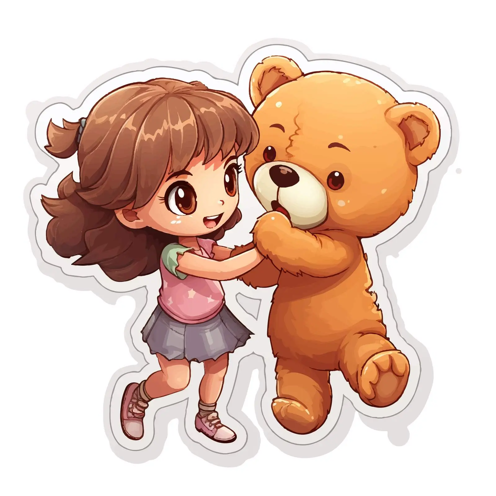 Two Girls Fighting Over Teddy Bear Sticker — free download from Dotvec