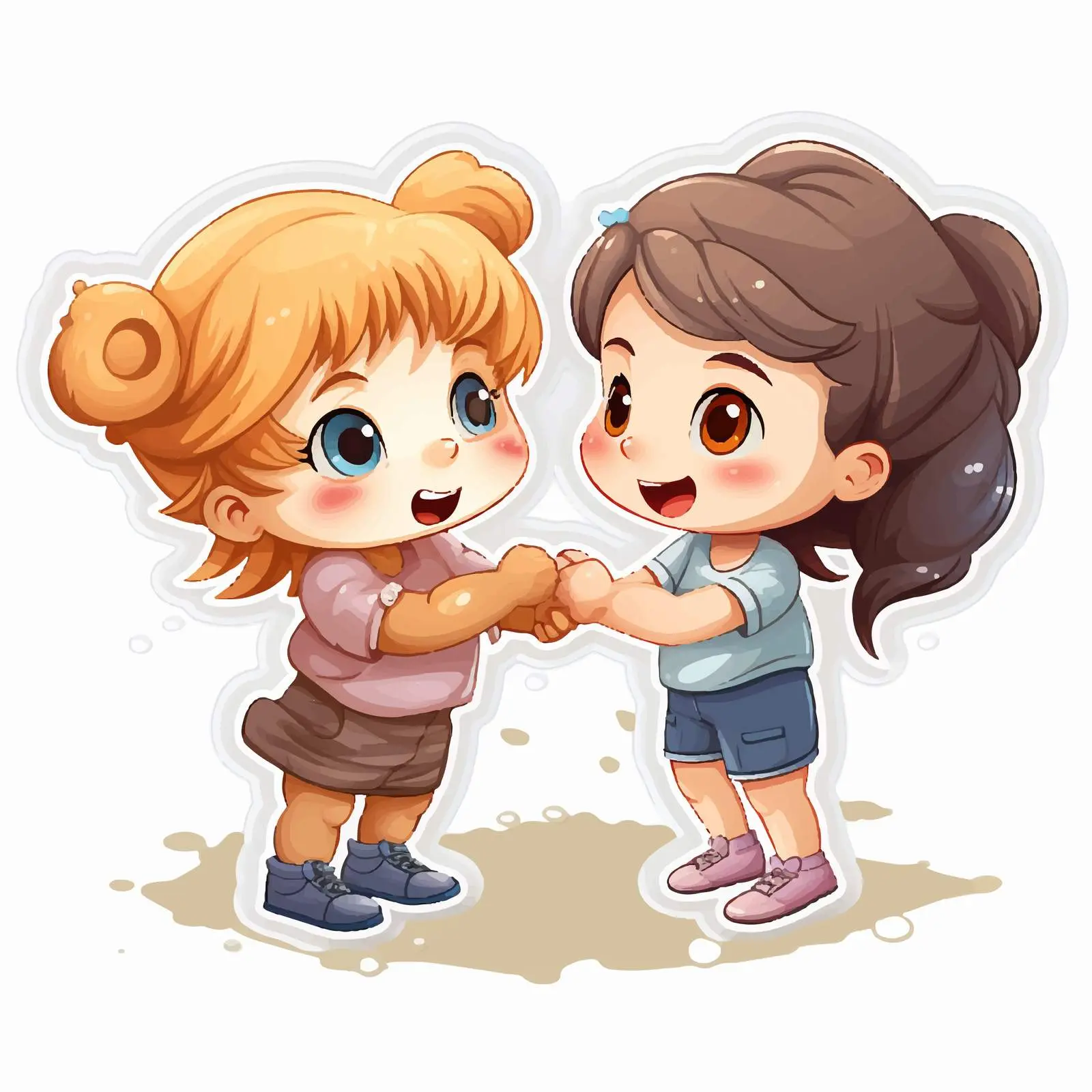 Two Girls Competing for a Teddy Bear Sticker — free download from Dotvec