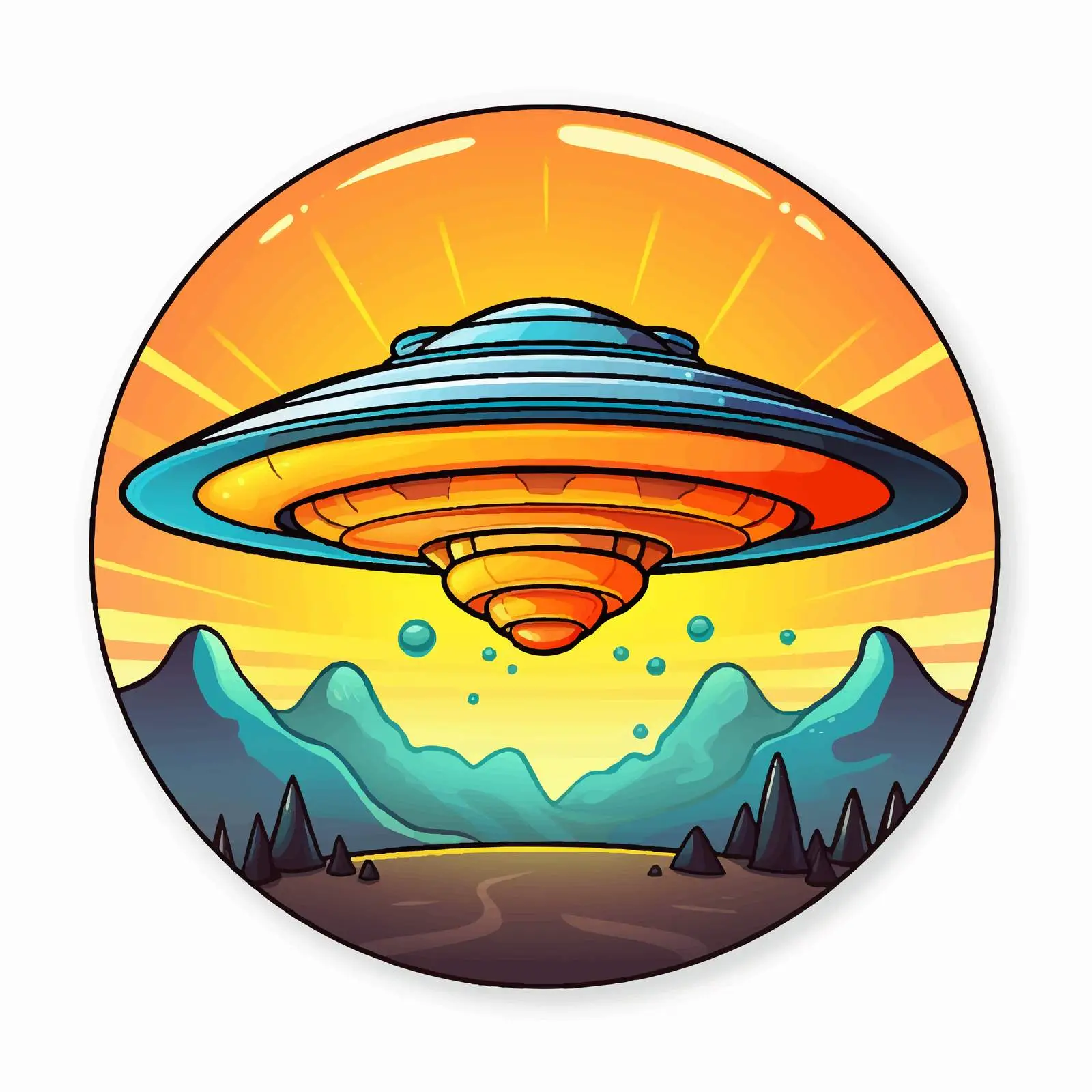 Isolated UFO Sticker Template for Design Projects – free illustrative stickers image from Dotvec