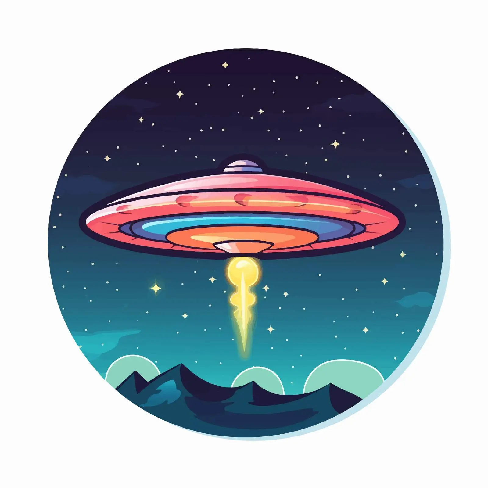 UFO Sticker Template Design Isolated Vector — free download from Dotvec