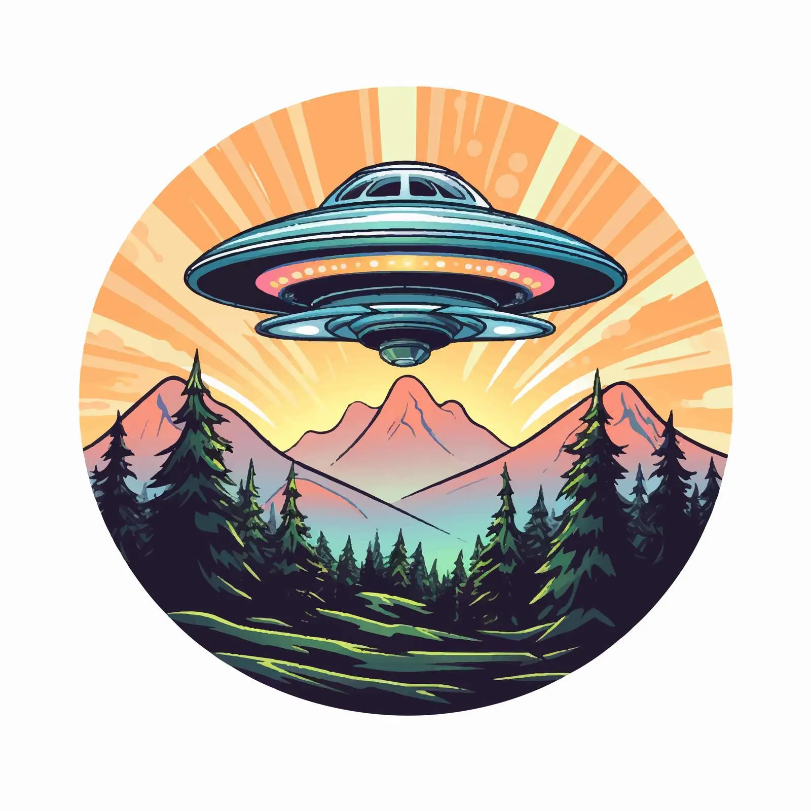 UFO Sticker Template for Graphic Design — free download from Dotvec