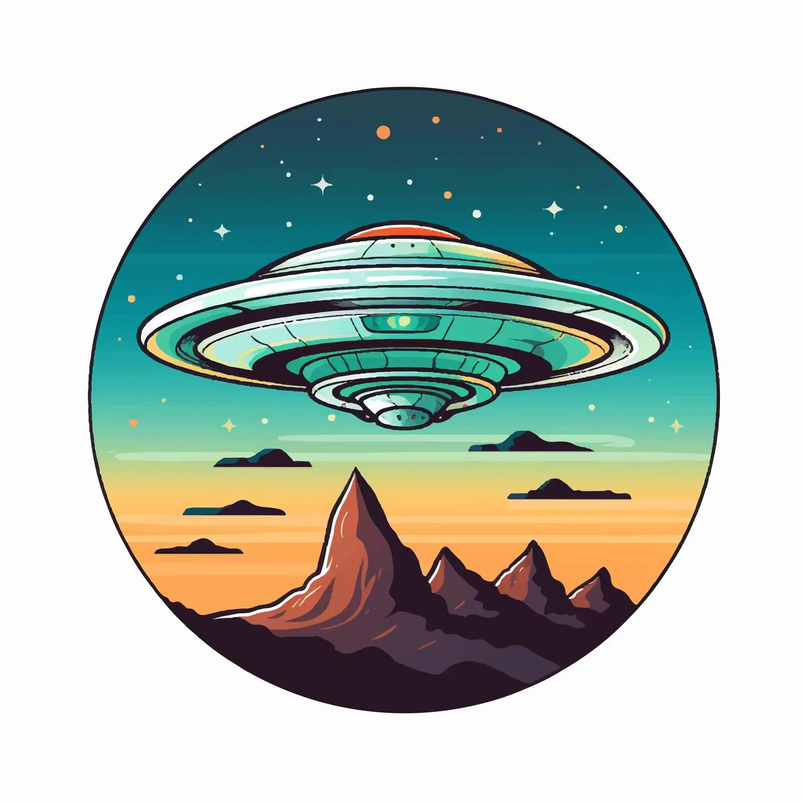 UFO Sticker Template Design Isolated Vector Graphic — free download from Dotvec