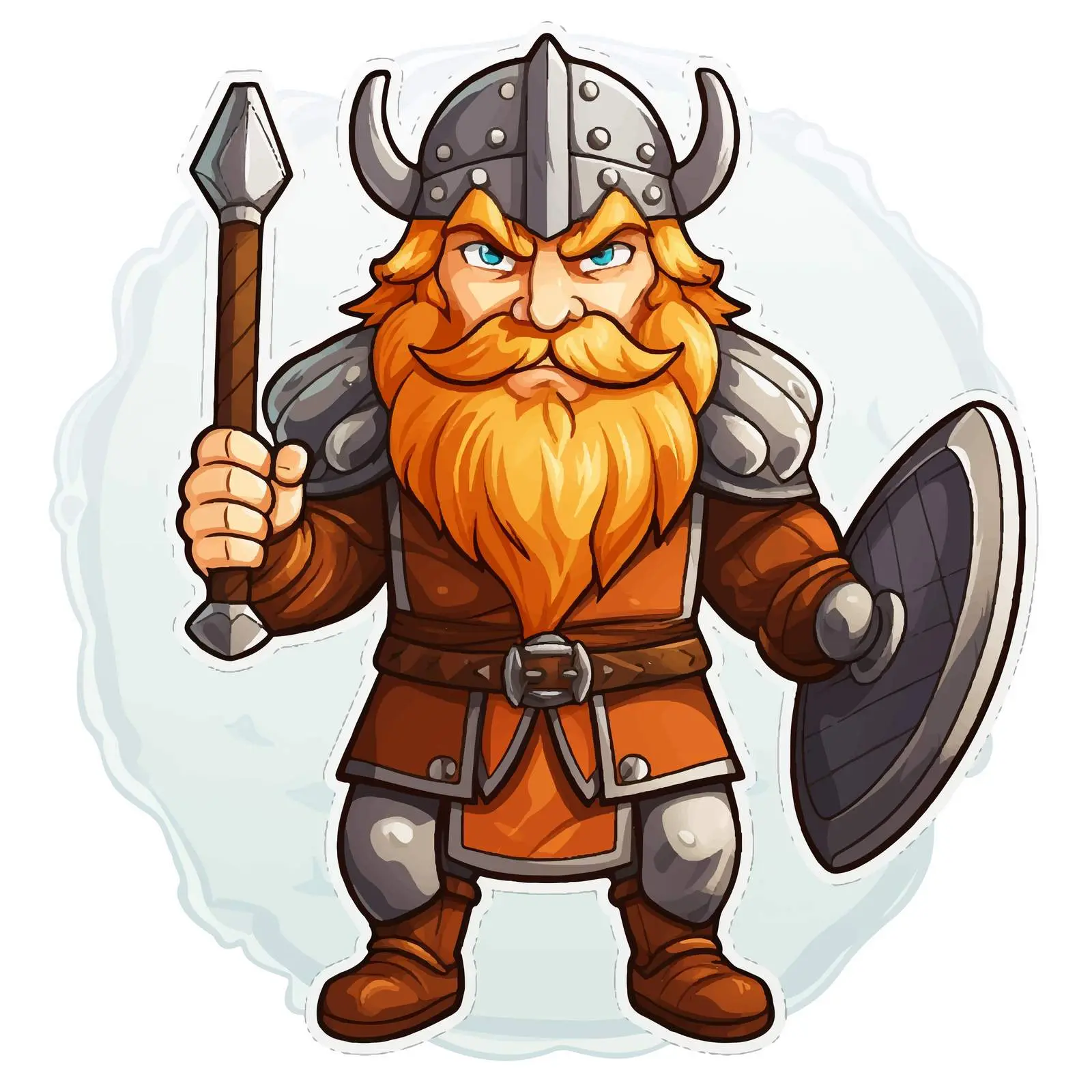 Viking Warrior Cartoon Character Sticker Template — free download from Dotvec