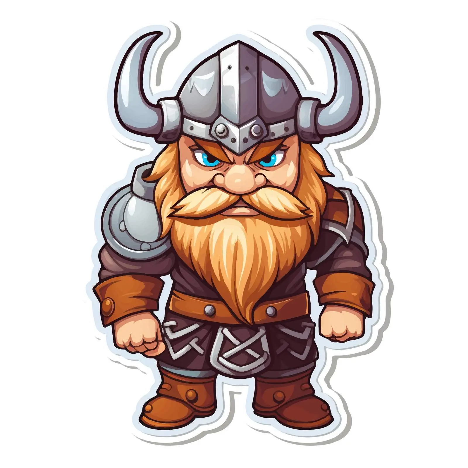 Viking Warrior Cartoon Character Sticker Template — free download from Dotvec