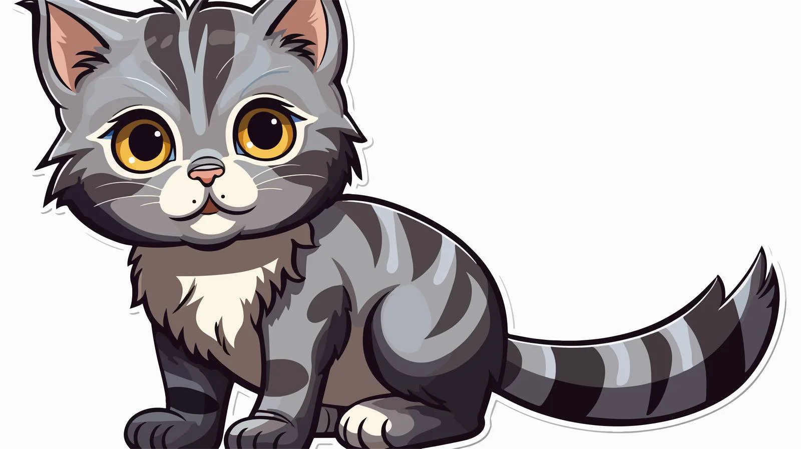Cartoon Cat Sticker Vector Illustration — free download from Dotvec