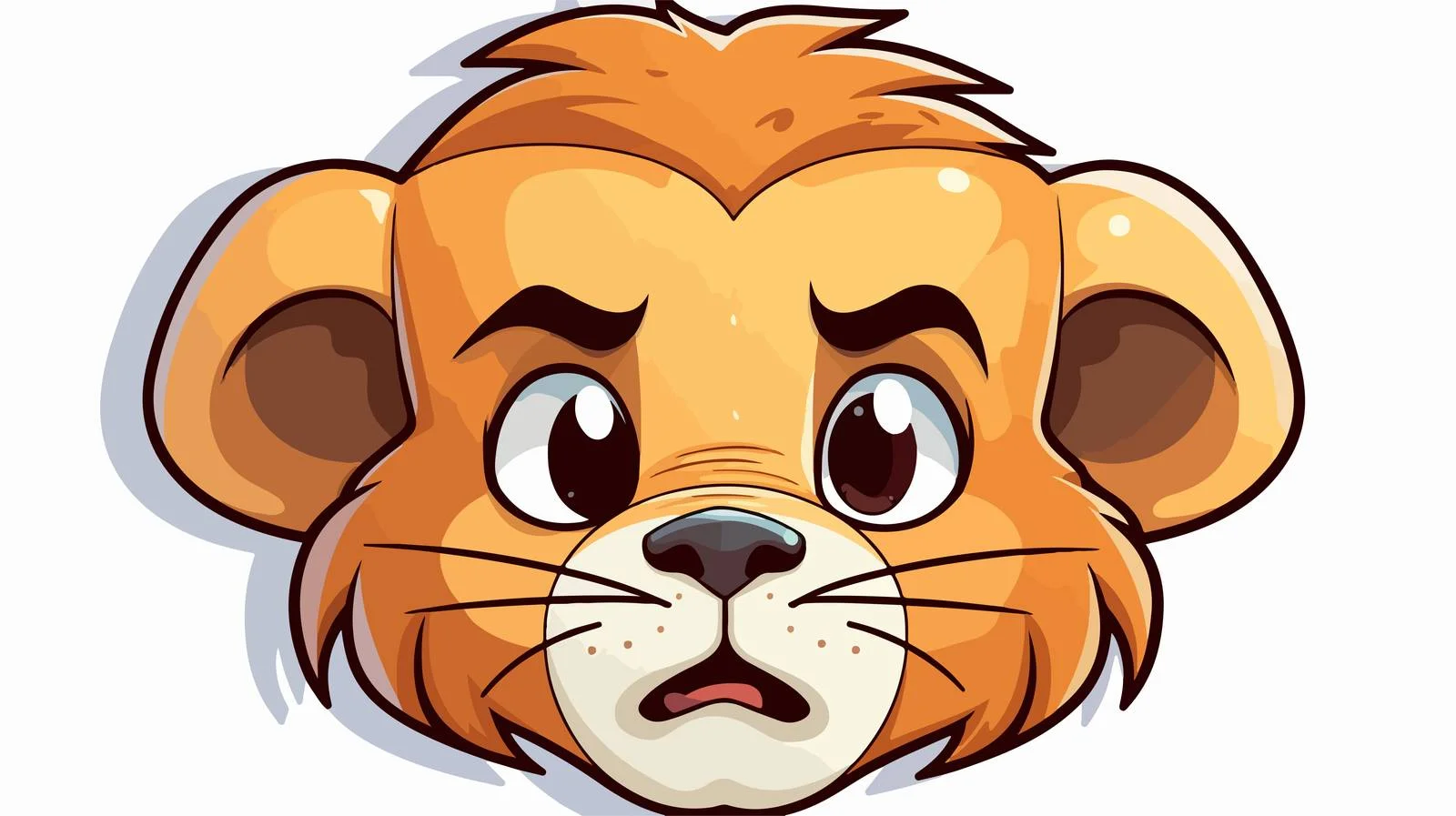 Sad Cartoon Lion Sticker Illustration — free download from Dotvec
