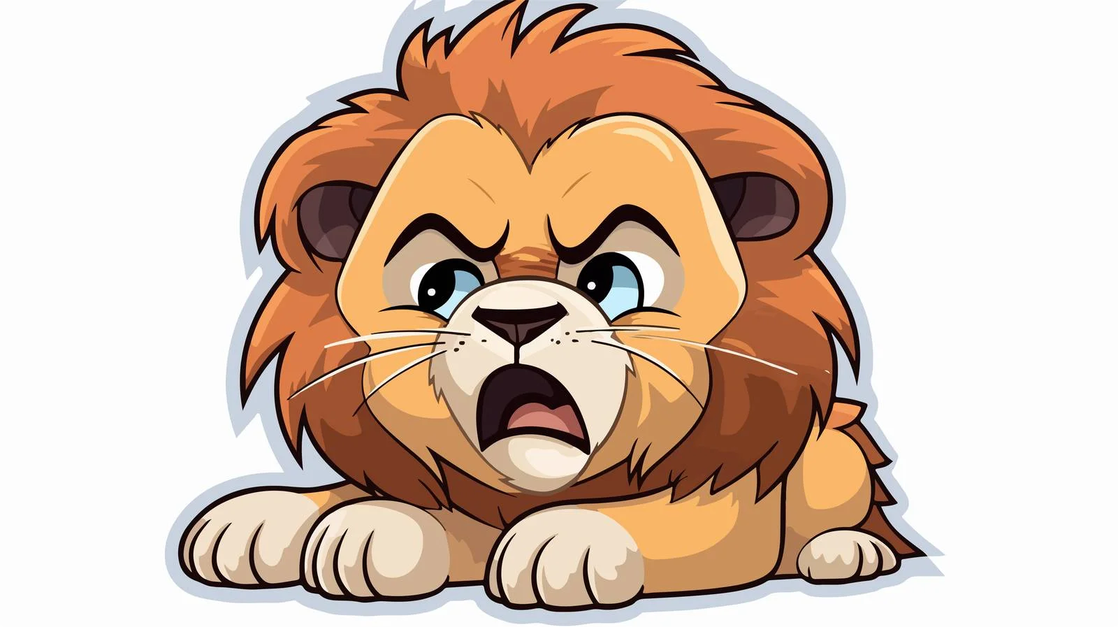 Crying Lion Cartoon Sticker Illustration — free download from Dotvec