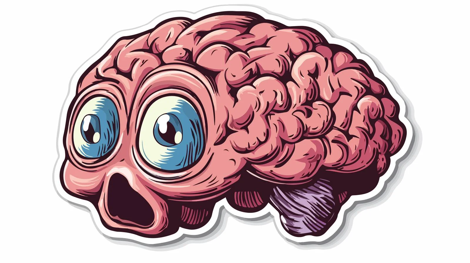 Curious Brain Cartoon Sticker — free download from Dotvec