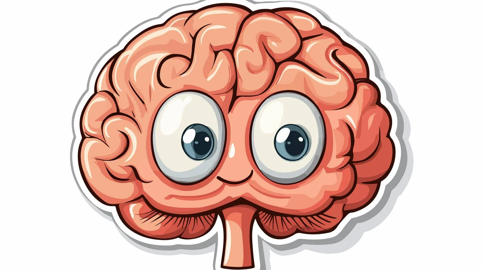 Cartoon Curious Brain Sticker — free download from Dotvec