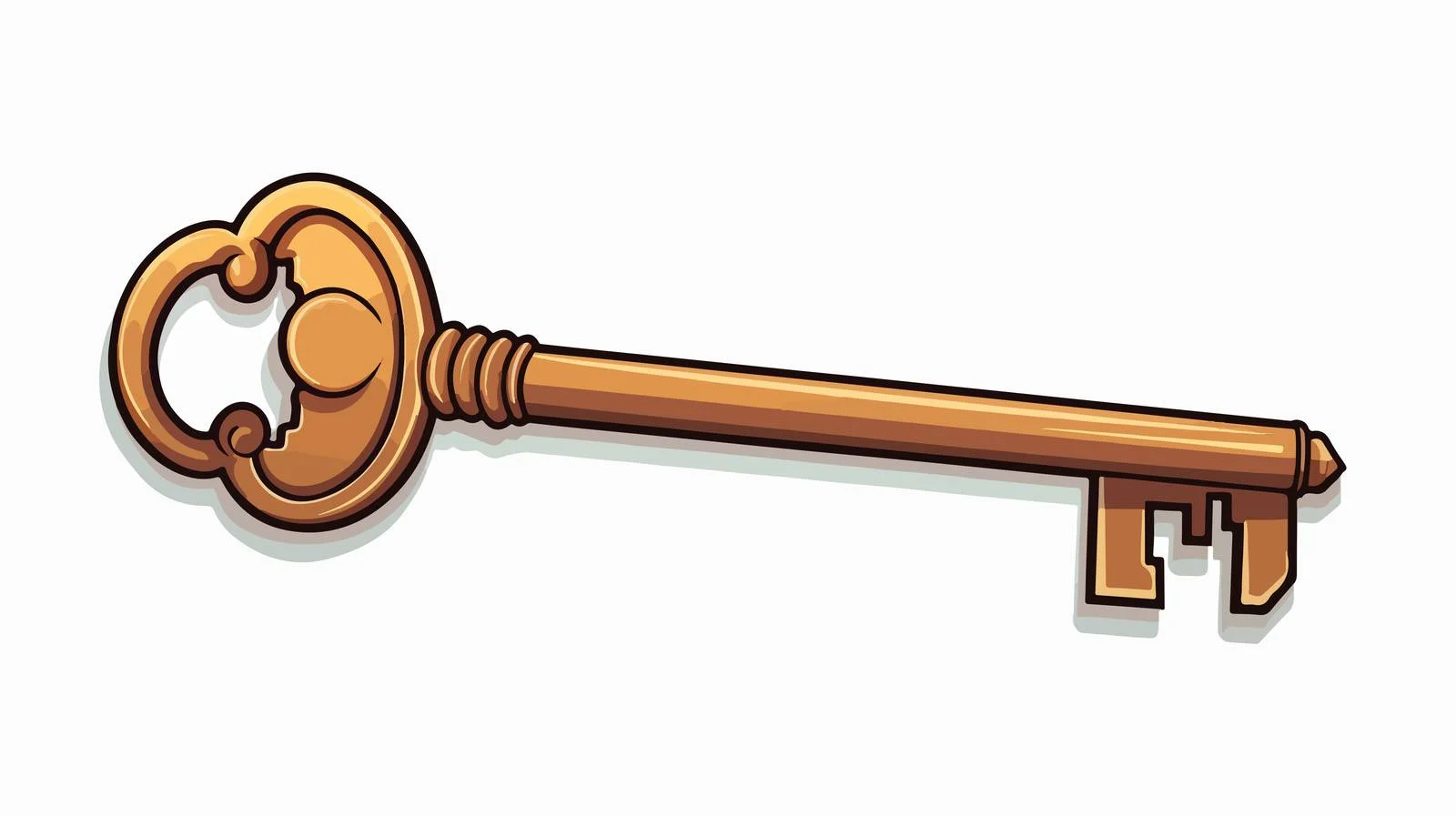 Cartoon Door Key Sticker Vector Illustration