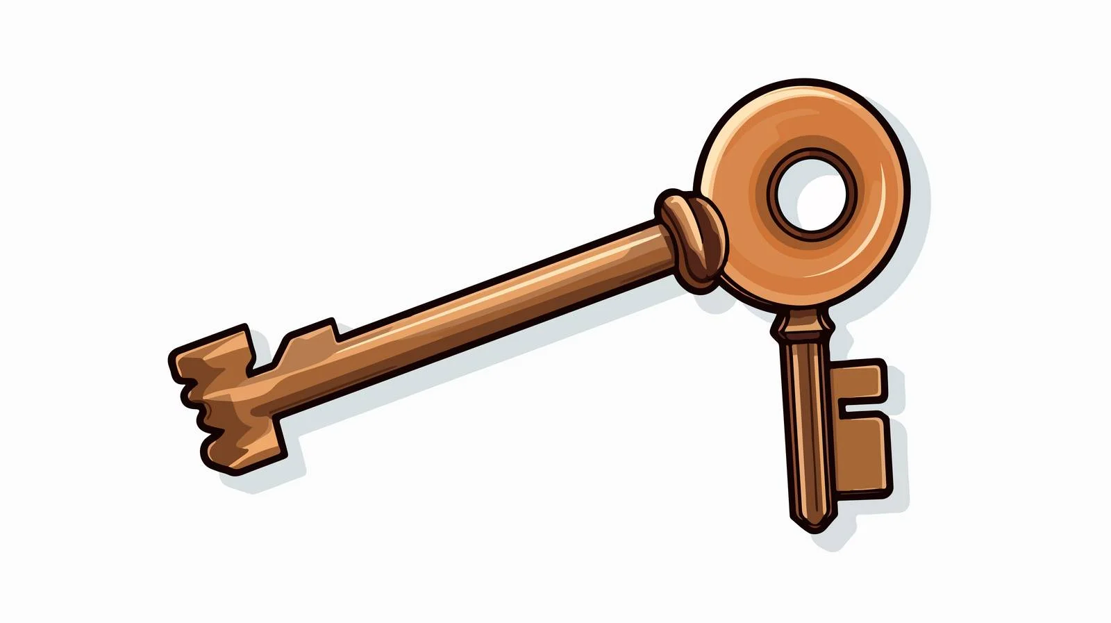 Cartoon Door Key Sticker Vector Illustration