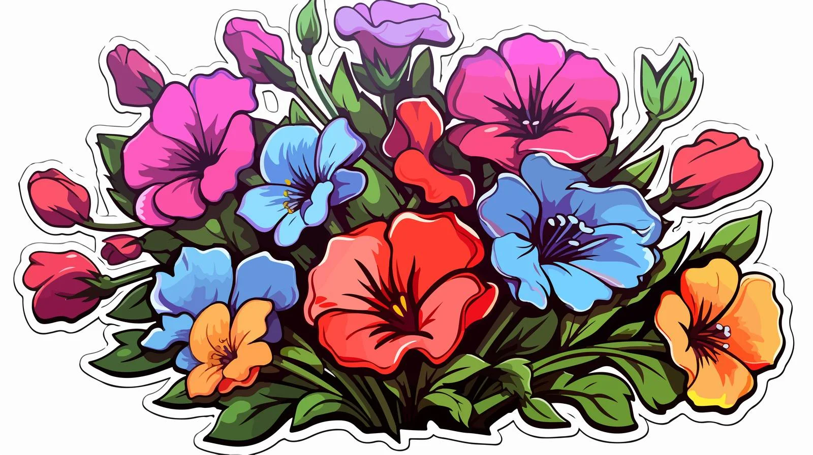 Cartoon Flowers Sticker — free download from Dotvec