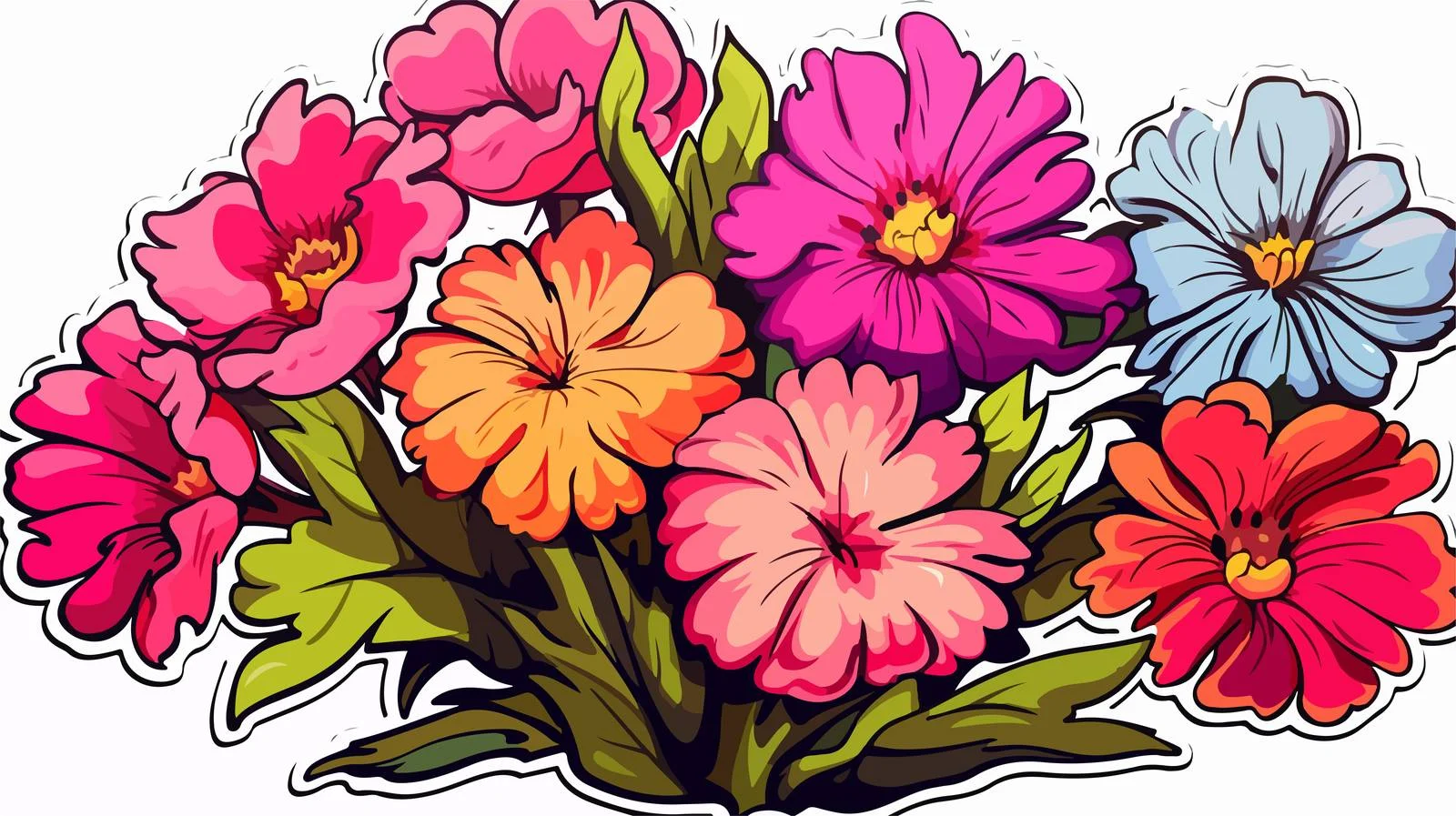 Cartoon Flowers Sticker Illustration — free download from Dotvec