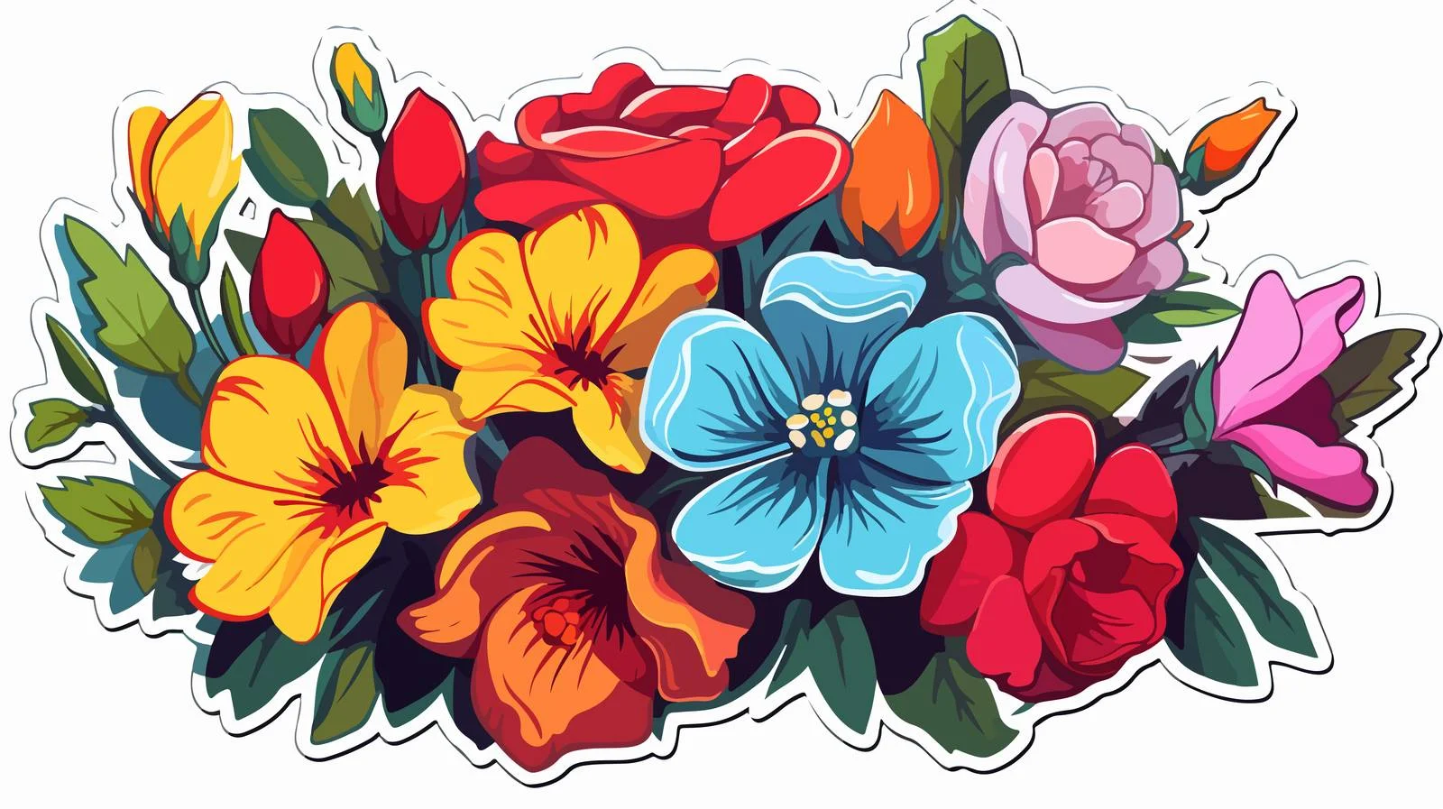 Cartoon Flower Sticker Illustration — free download from Dotvec
