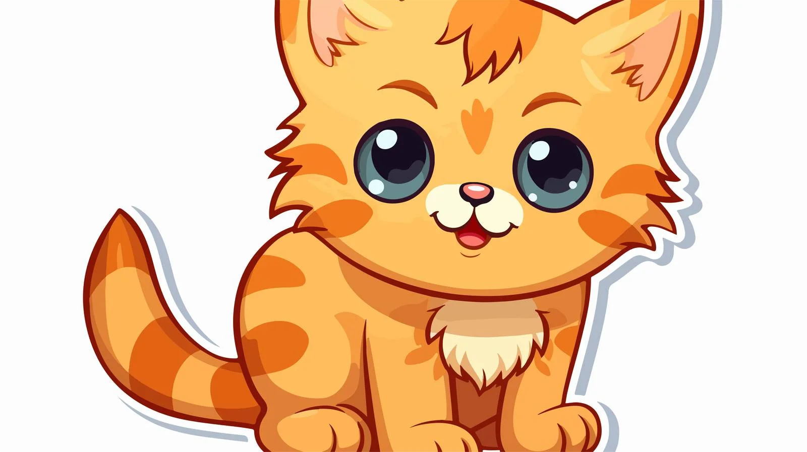 Happy Cat Cartoon Sticker Illustration — free download from Dotvec