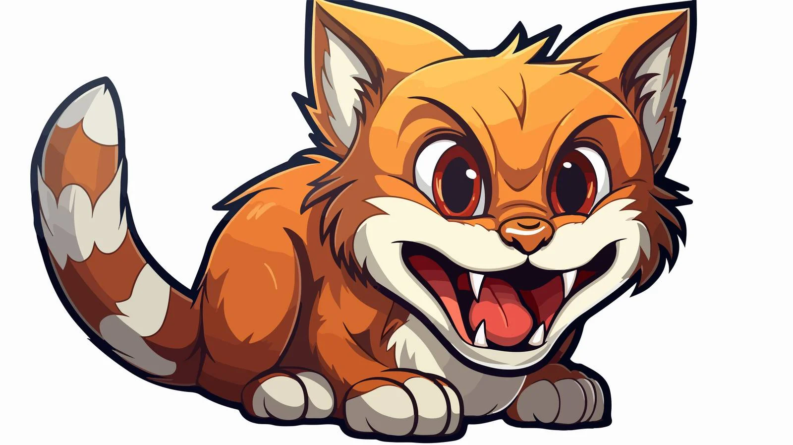 Cartoon Hissing Cat Sticker — free download from Dotvec